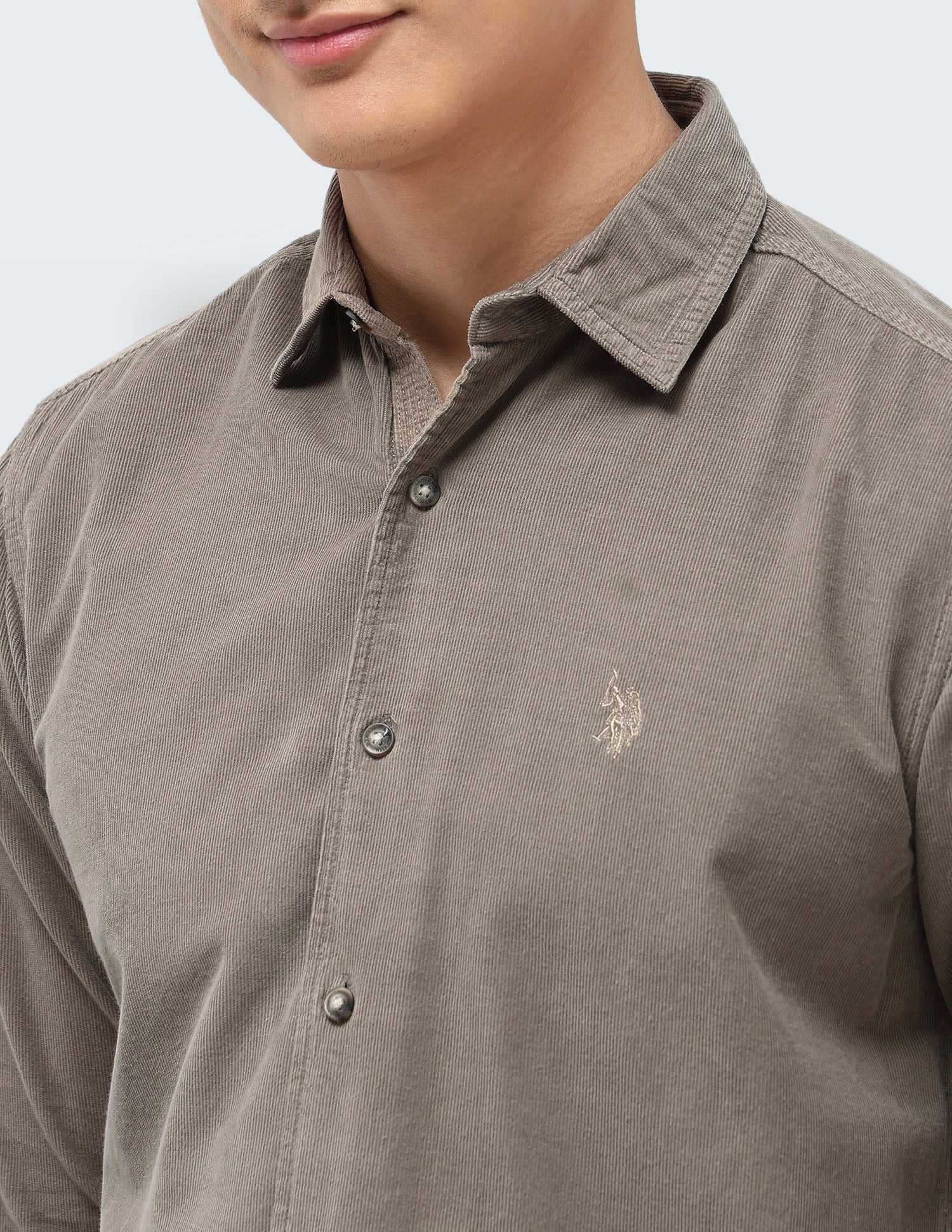 Pure Cotton Corduroy Shirt Stone - U.S. POLO ASSN. | Large
