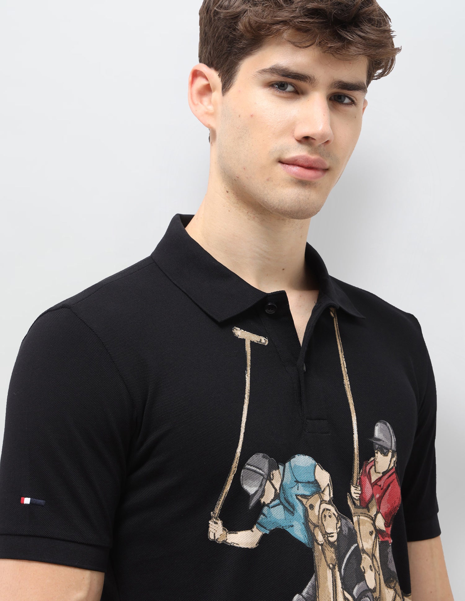Graphic Brand Printed Muscle Fit Polo Shirt Black - U.S. Polo Assn. India | Large