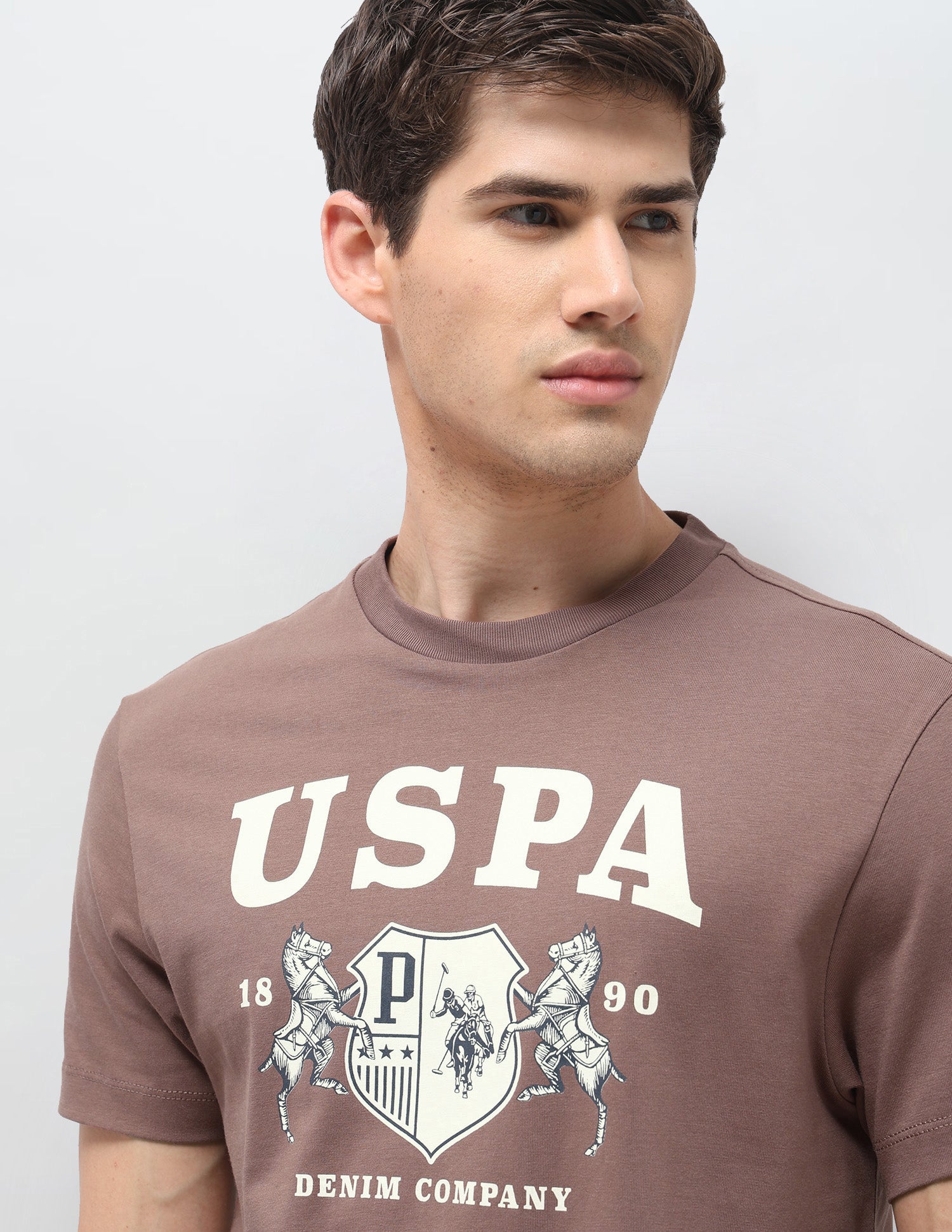 Graphic Brand Printed Slim Fit T-Shirt Peach - U.S. Polo Assn. India | Large