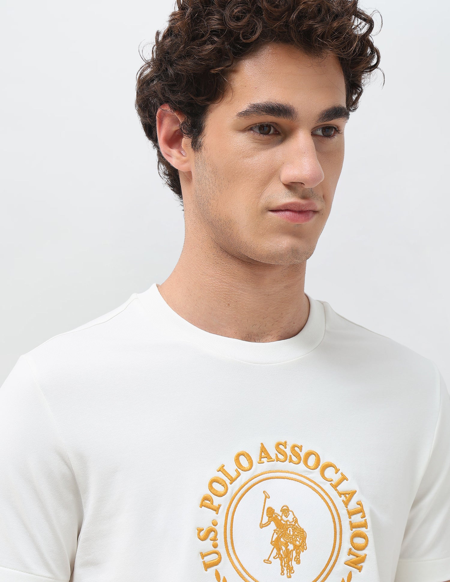 Brand Embroidered Slim Fit T-Shirt Off White - U.S. Polo Assn. India | Large