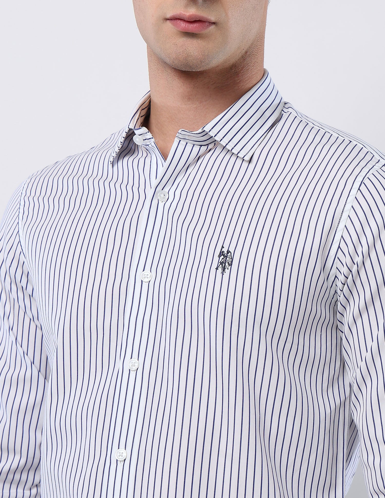 Tailored Fit Vertical Striped Shirt Blue - U.S. POLO ASSN. | Large
