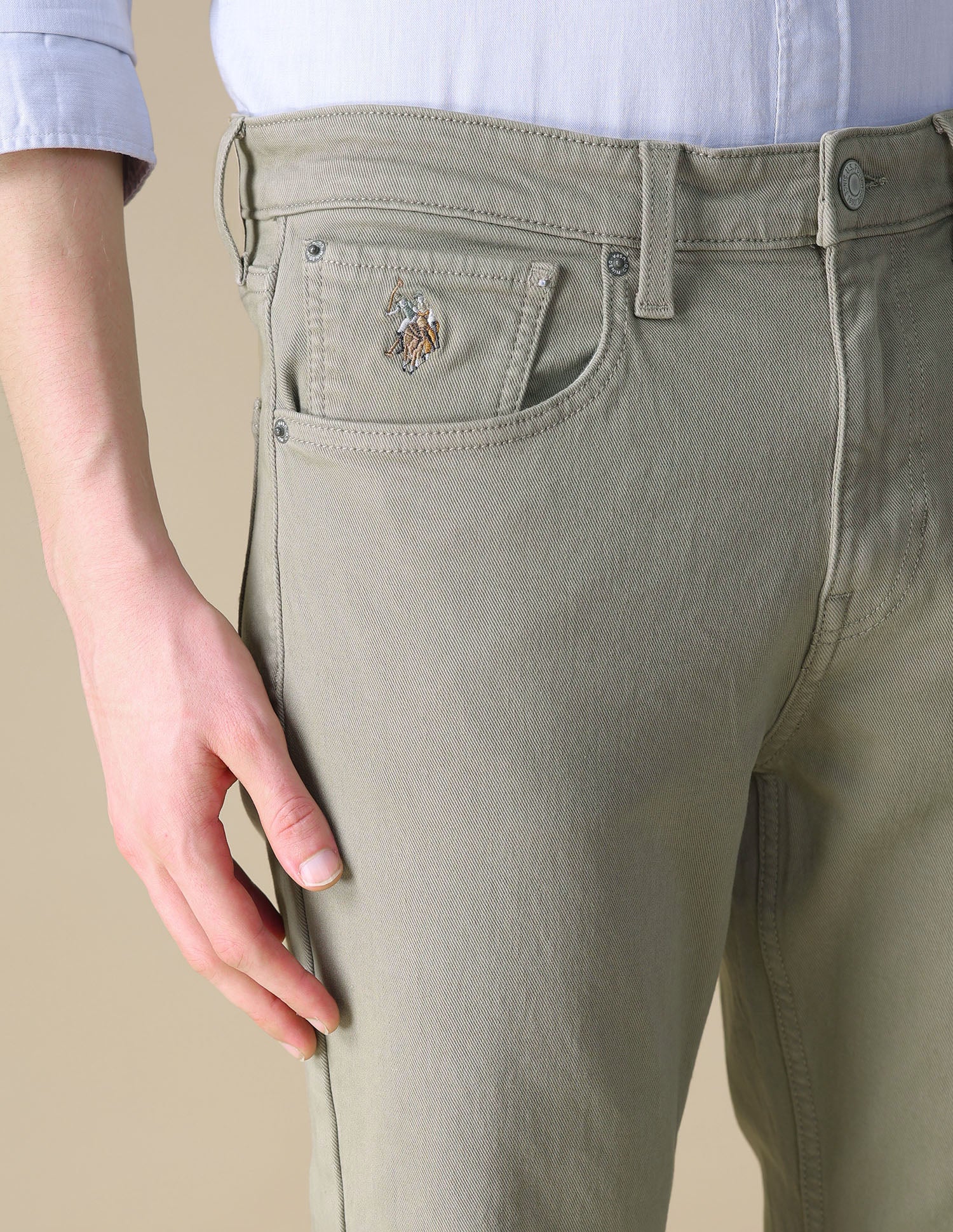 Harold Slim Straight Fit Green Jeans Light Olive - U.S. POLO ASSN. | Large