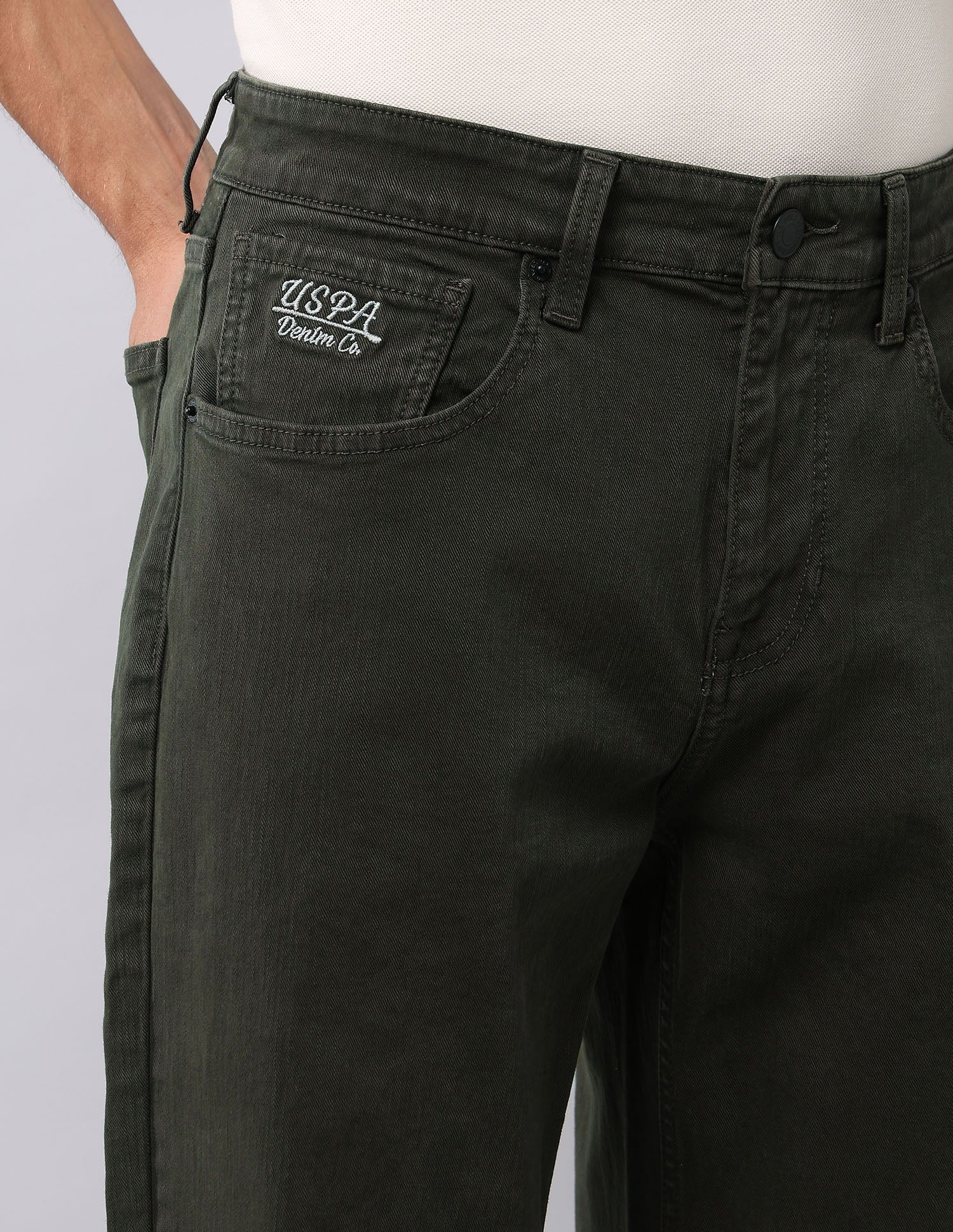 Shawn Relaxed Fit Green Jeans Olive - U.S. Polo Assn. India | Large