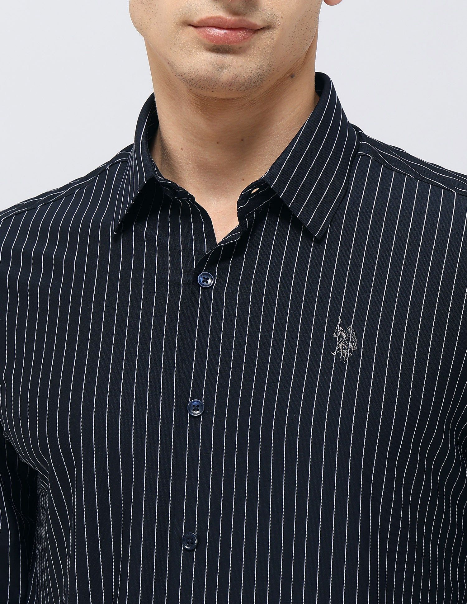 Tailored Fit Vertical Striped Shirt Navy - U.S. POLO ASSN. | Large