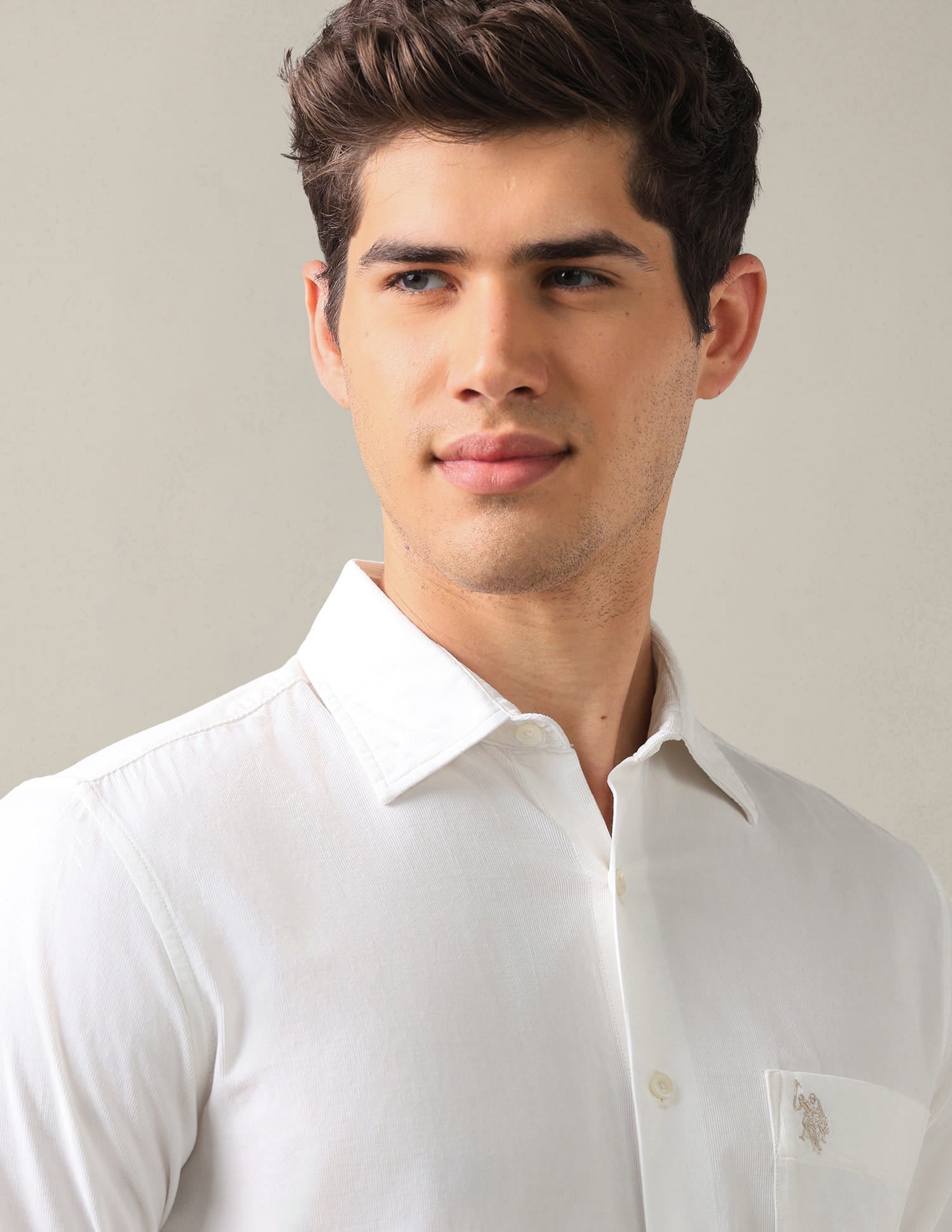 Tailored Fit Corduroy Shirt White - U.S. Polo Assn. India | Large