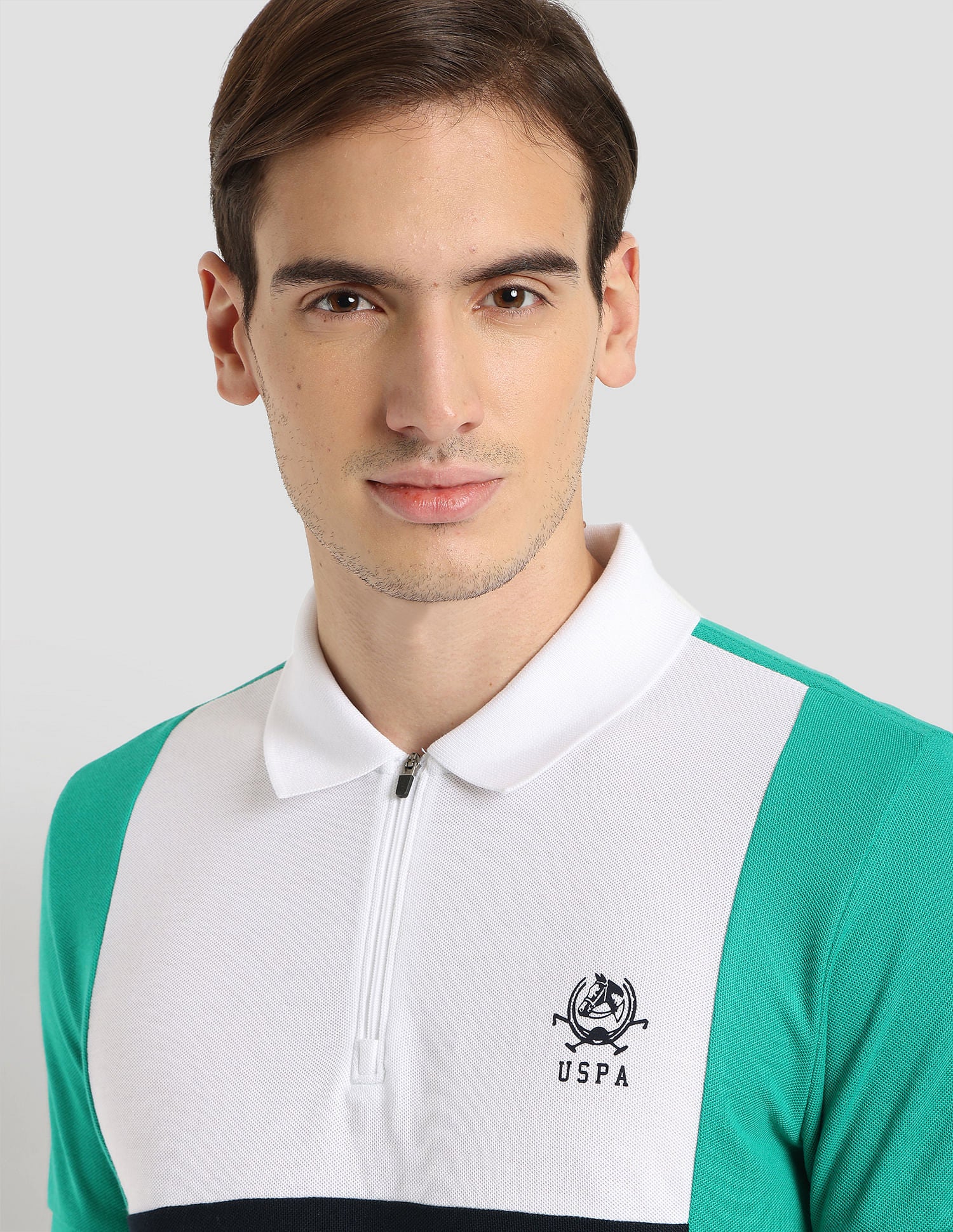 Panelled Sport Polo Shirt Green - U.S. Polo Assn. India | Large