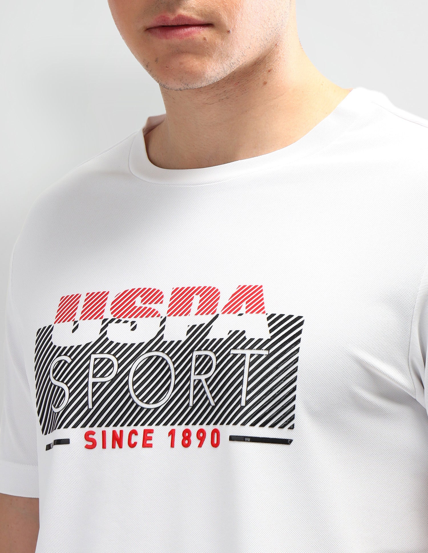 Brand Printed Slim Fit T-Shirt White - U.S. Polo Assn. India | Large