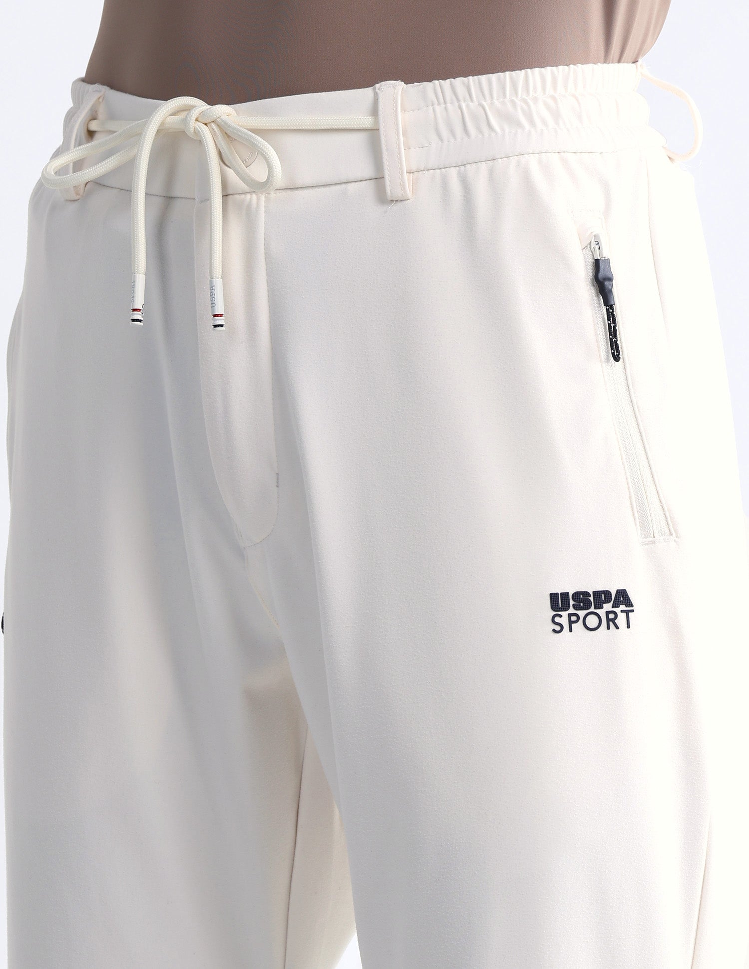 Mid Rise Solid Active Track Pants White - U.S. Polo Assn. India | Large