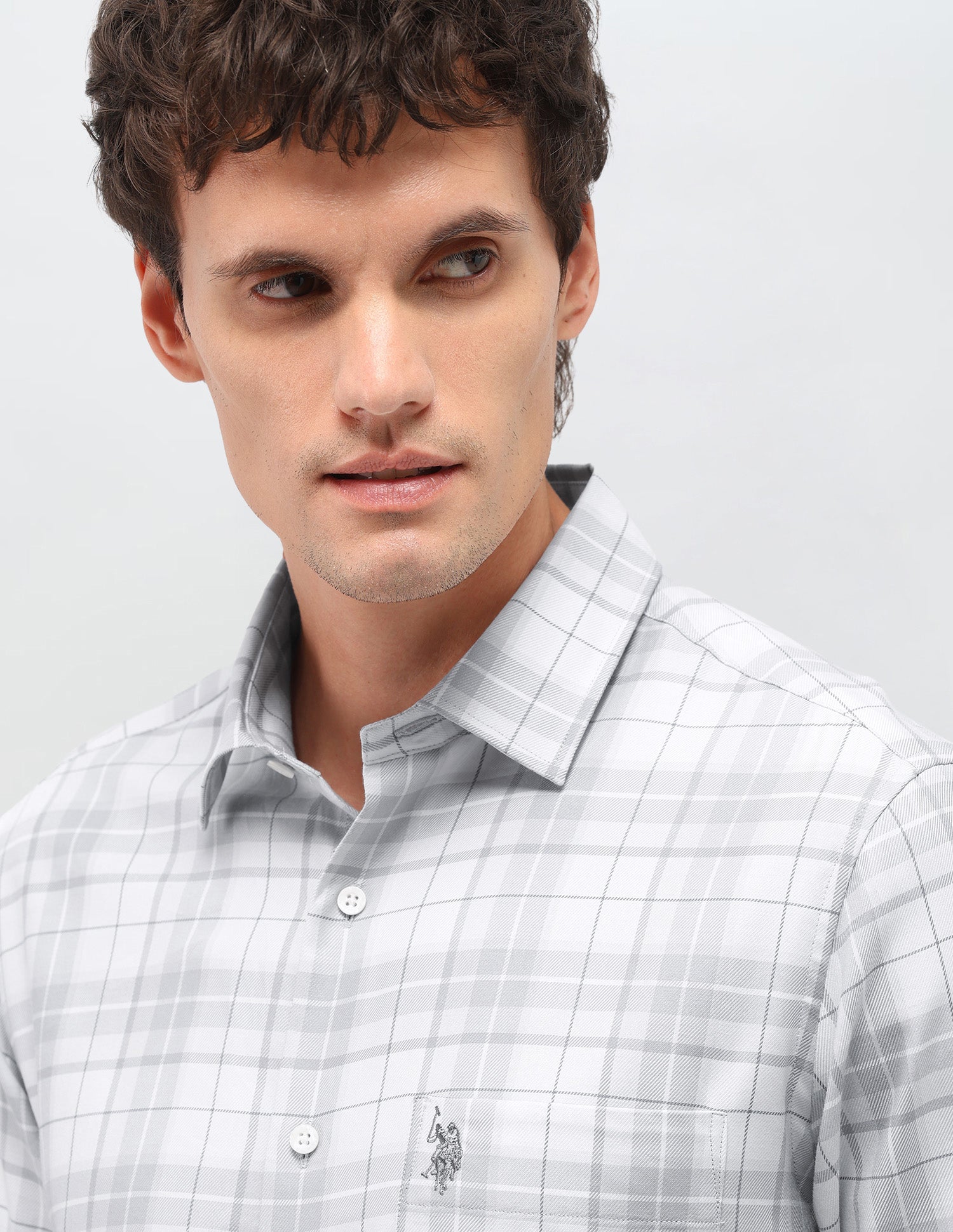 Tartan Checked Twill Shirt Grey - U.S. Polo Assn. India | Large
