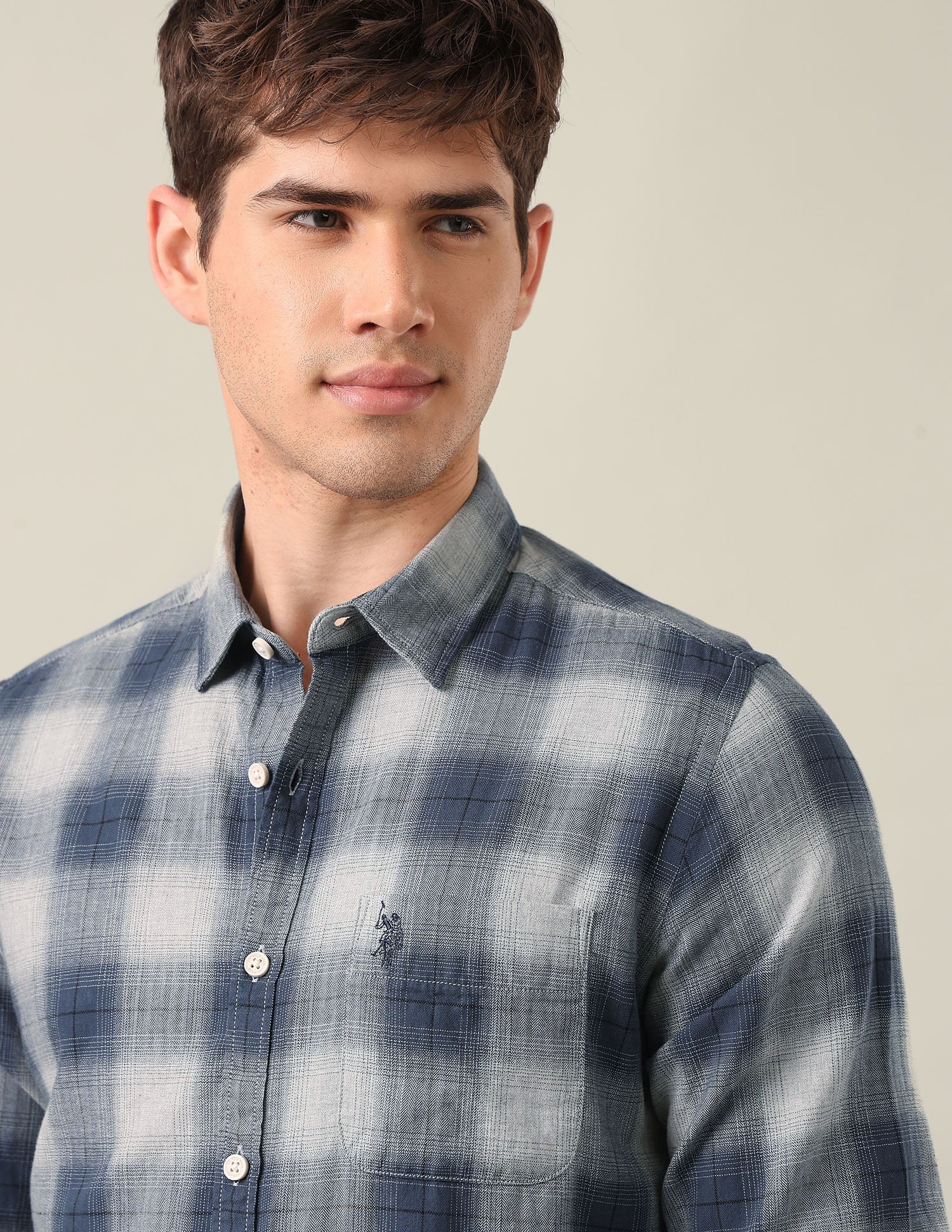 Plaid Checked Twill Shirt Teal - U.S. Polo Assn. India | Large