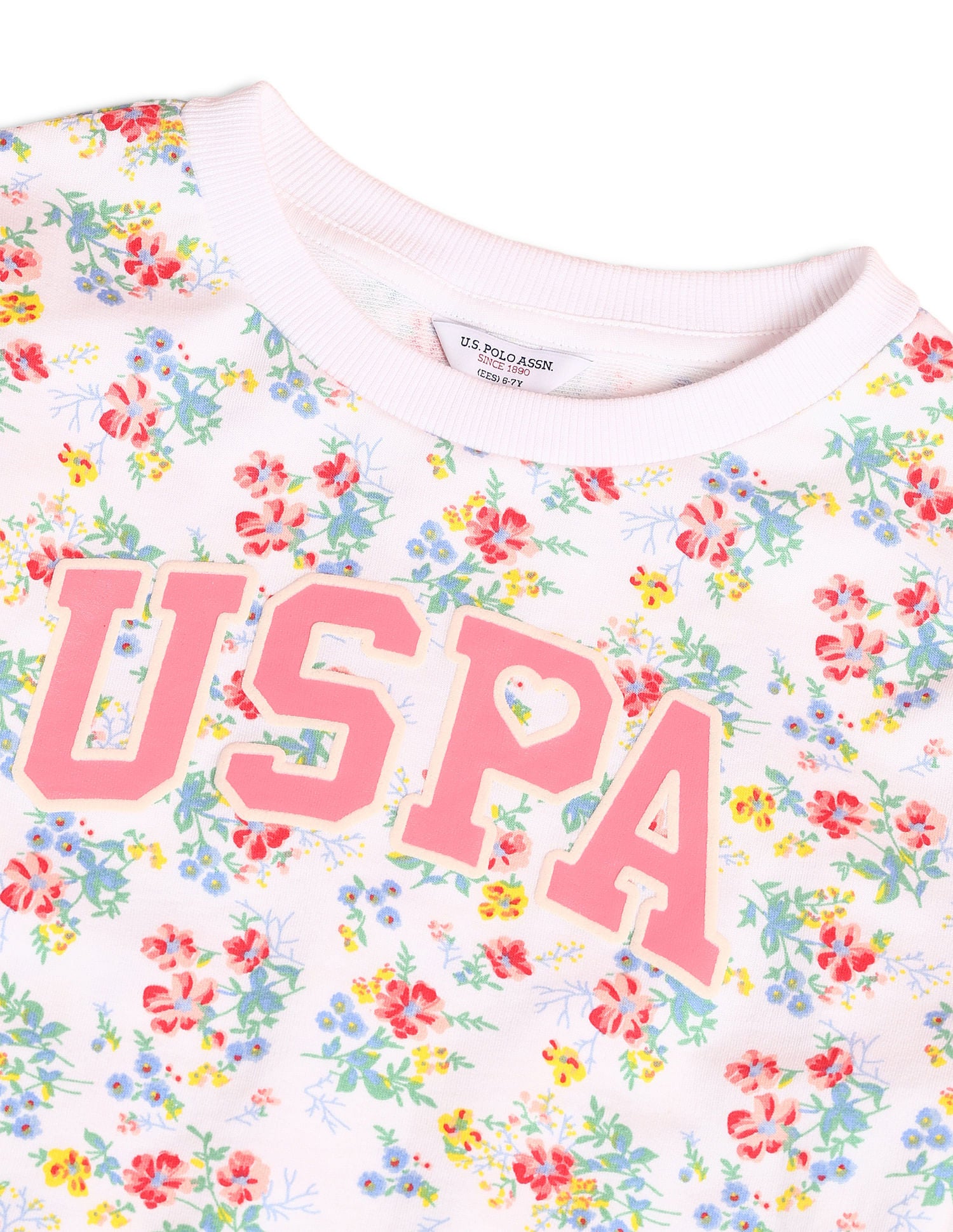Girls All Over Printed Sweatshirt Off White - U.S. POLO ASSN. | Large