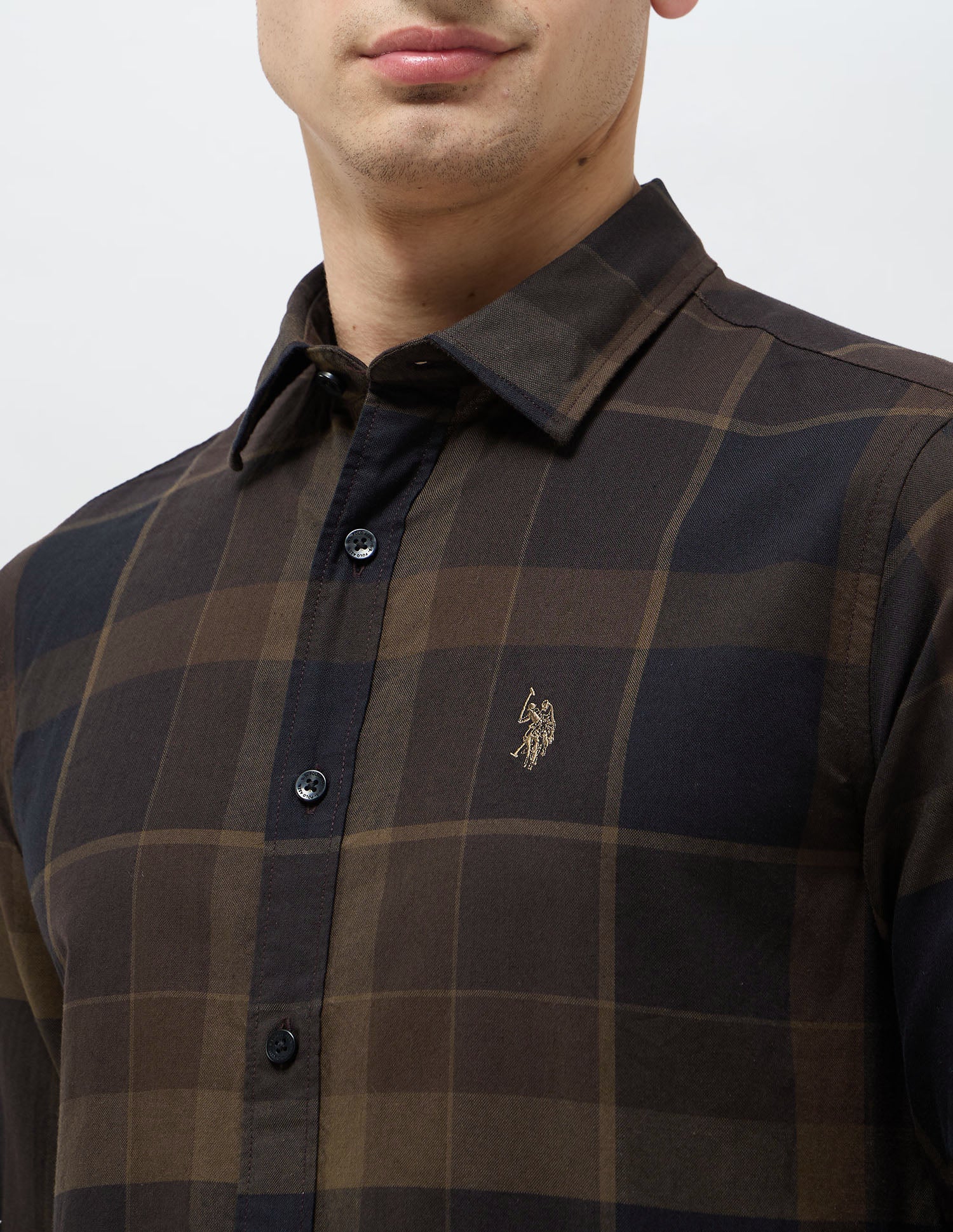 Tartan Checked Tailored Fit Shirt Choco - U.S. POLO ASSN. | Large