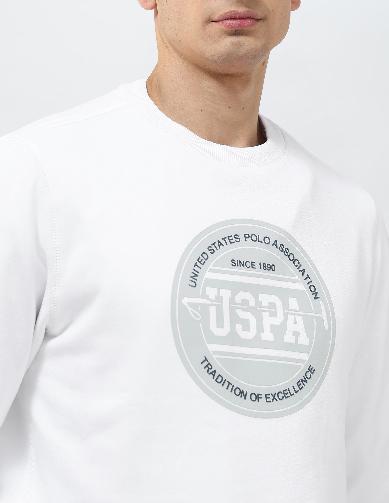 Brand Printed Regular Fit Sweatshirt White - U.S. POLO ASSN. | Large