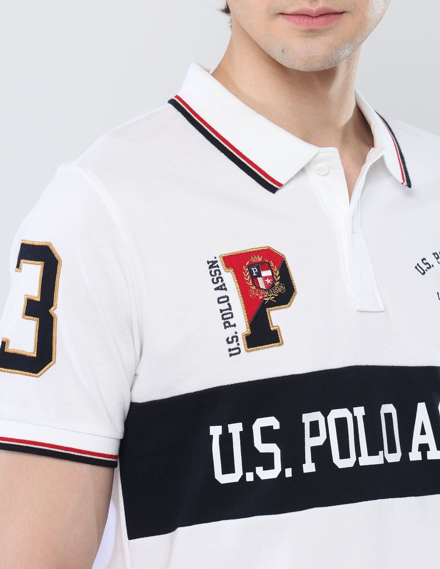 Brand Printed 135 Anniversary Polo Shirt White - U.S. Polo Assn. India | Large
