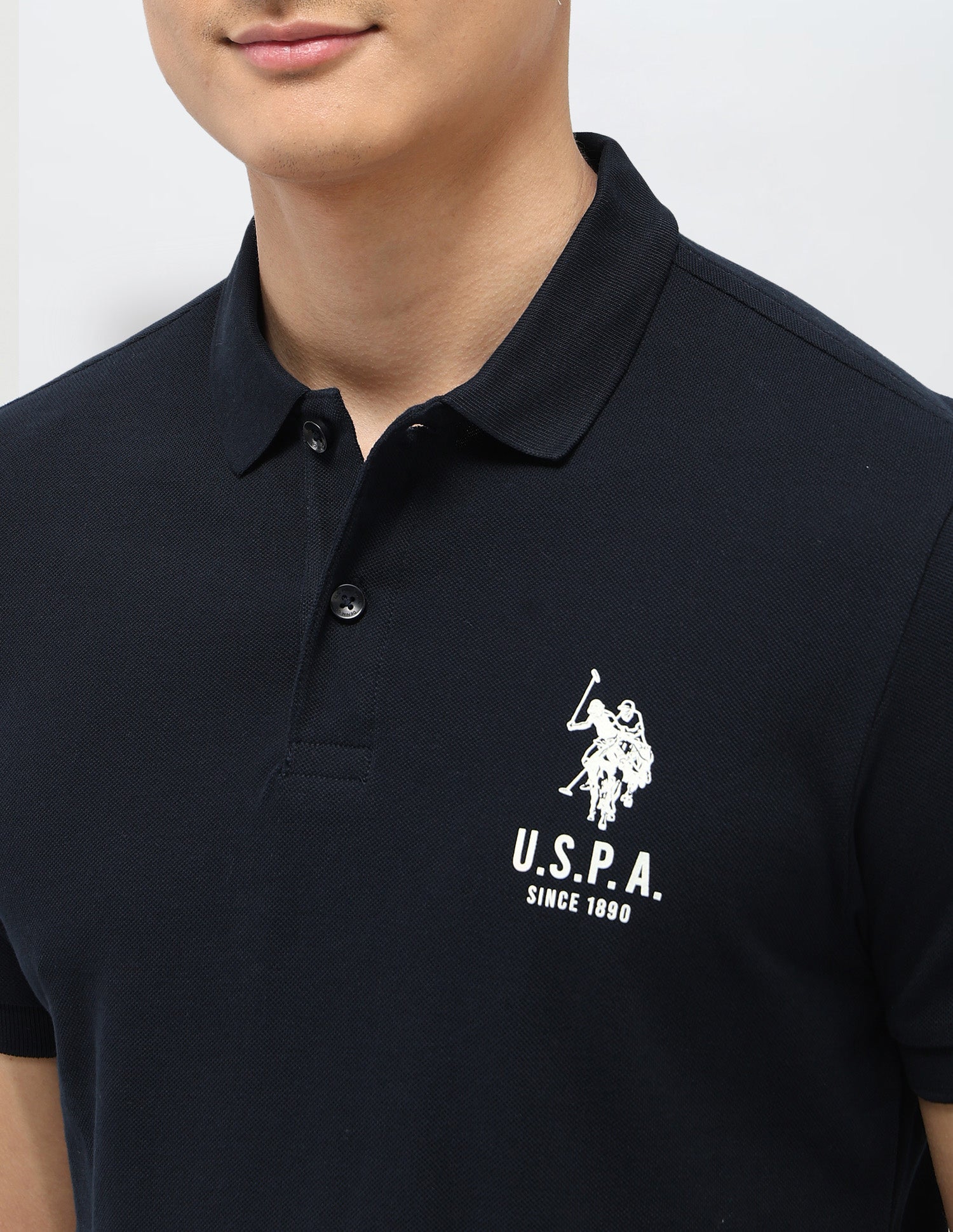Pure Cotton Muscle Fit Polo Shirt Navy - U.S. Polo Assn. India | Large