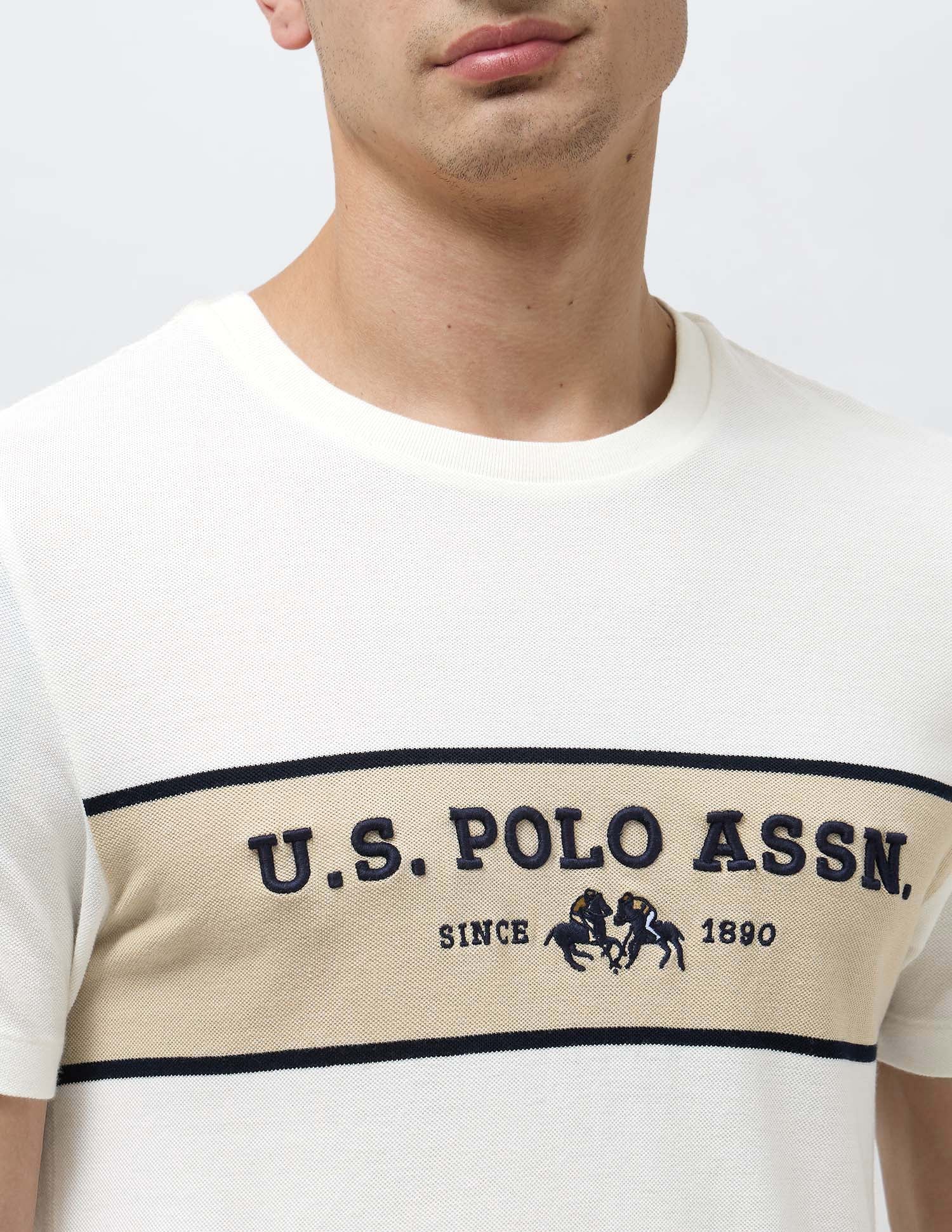 Brand Embroidered Regular Fit T-Shirt Off White - U.S. POLO ASSN. | Large
