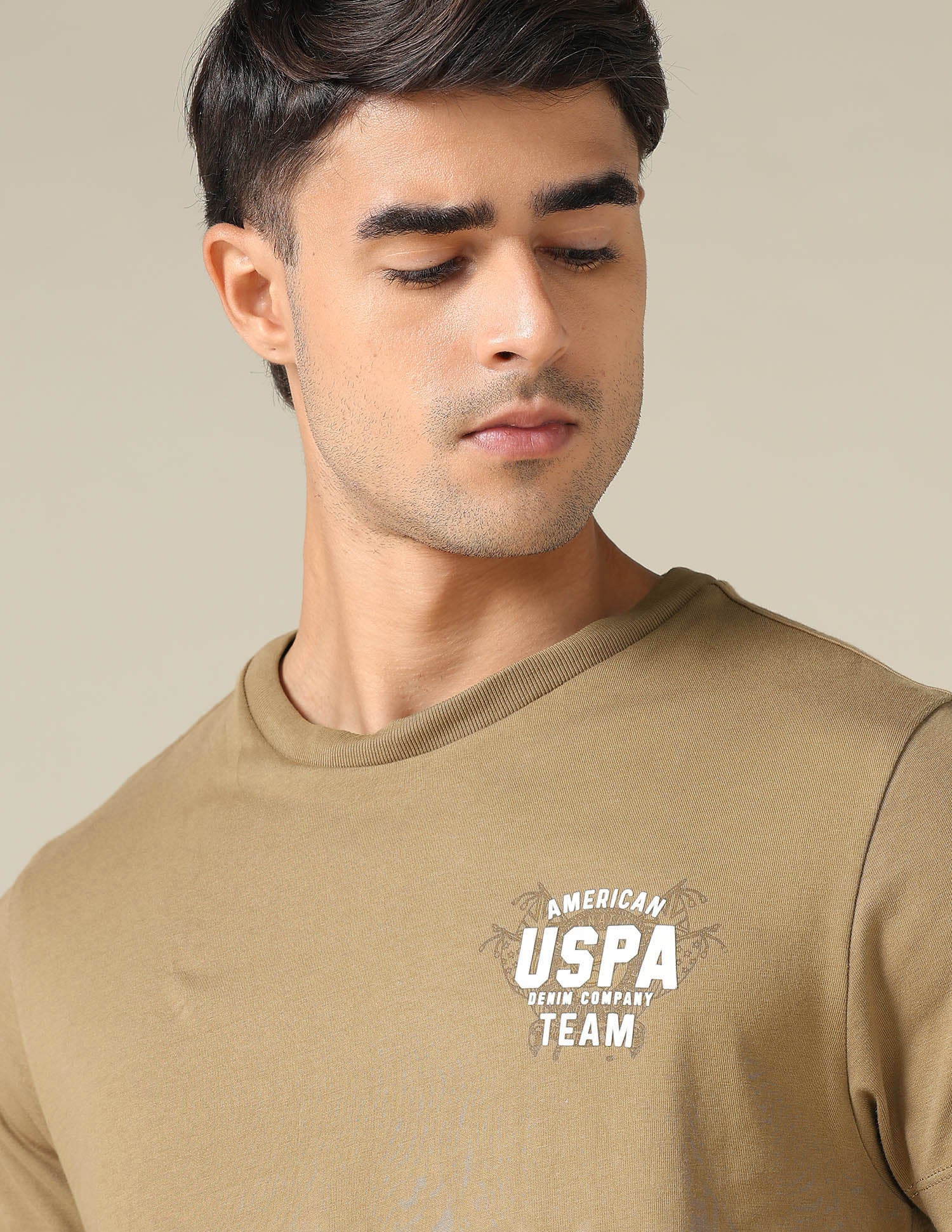 Graphic Printed Muscle Fit T-Shirt Khaki - U.S. POLO ASSN. | Large