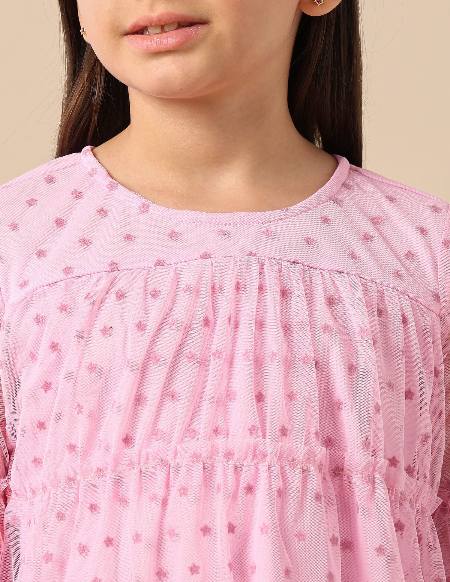 Star Print Tiered Top Light Pink - U.S. POLO ASSN. | Large
