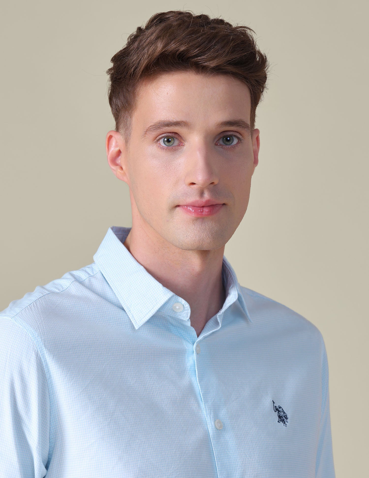 Gingham Checked Tailored Fit Shirt Blue - U.S. POLO ASSN. | Large