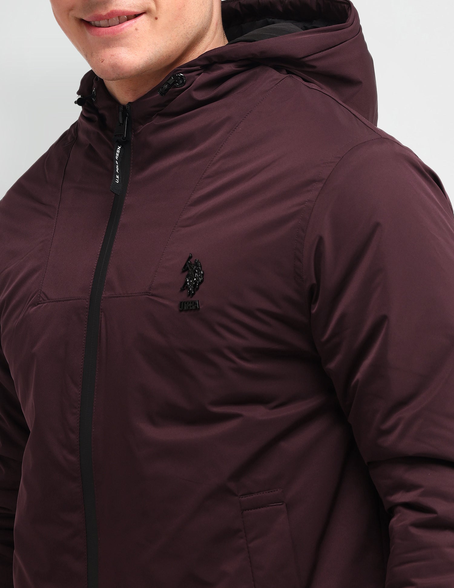 Solid Regular Fit Jacket Maroon - U.S. POLO ASSN. | Large