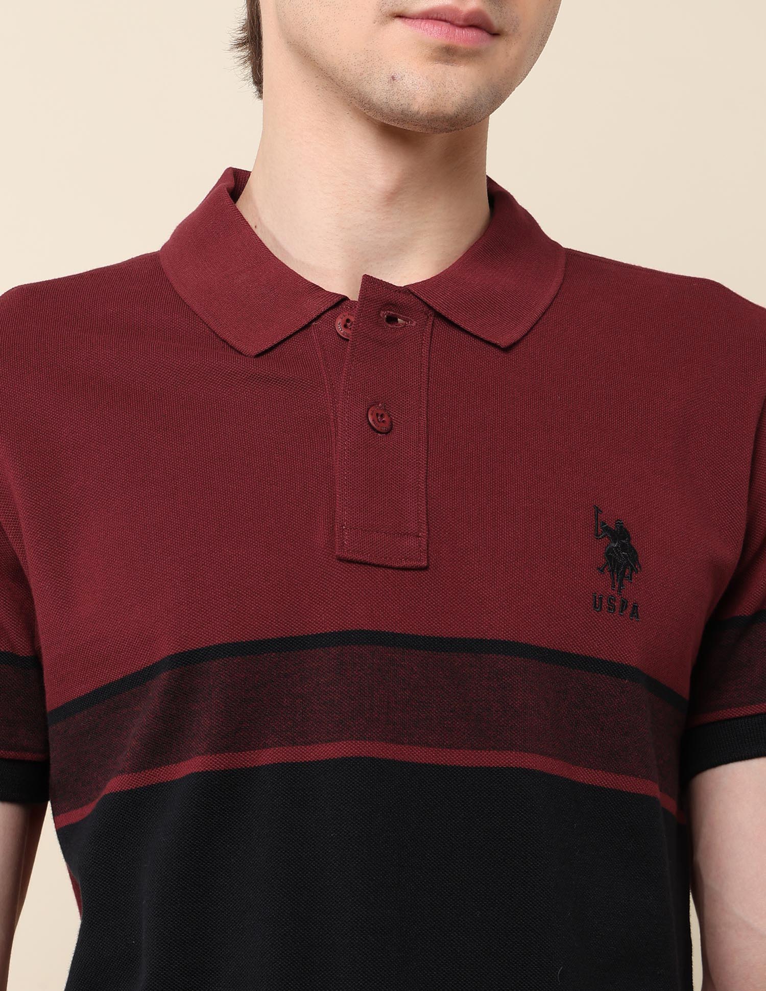 Colourblocked Classic Polo Shirt Wine - U.S. Polo Assn. India | Large