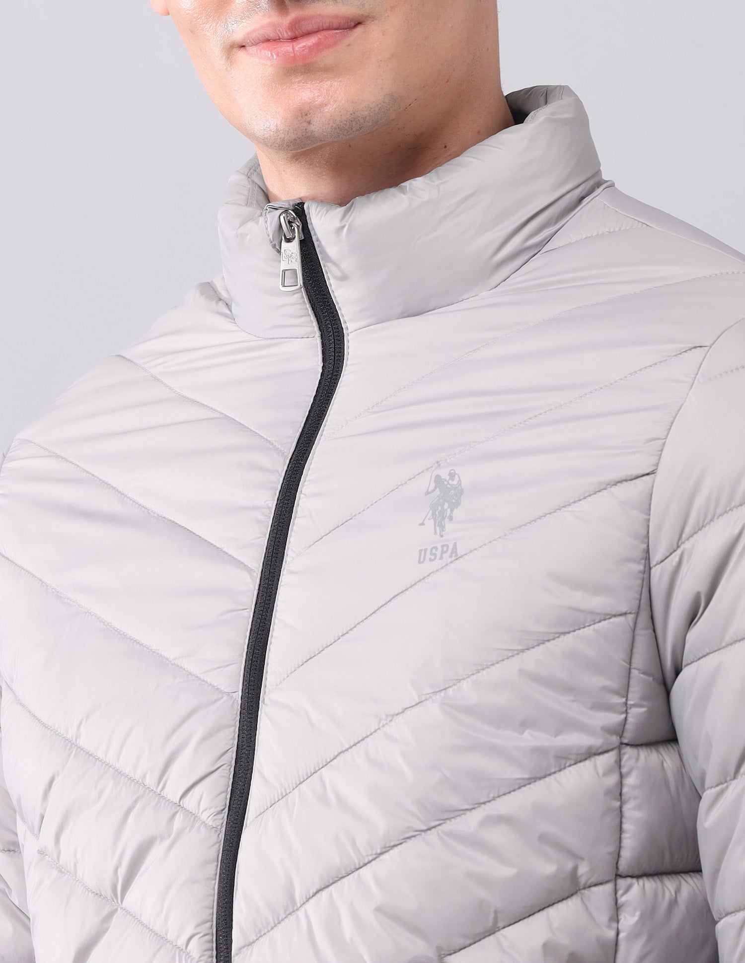 Solid Regular Fit Jacket Light Grey - U.S. Polo Assn. India | Large