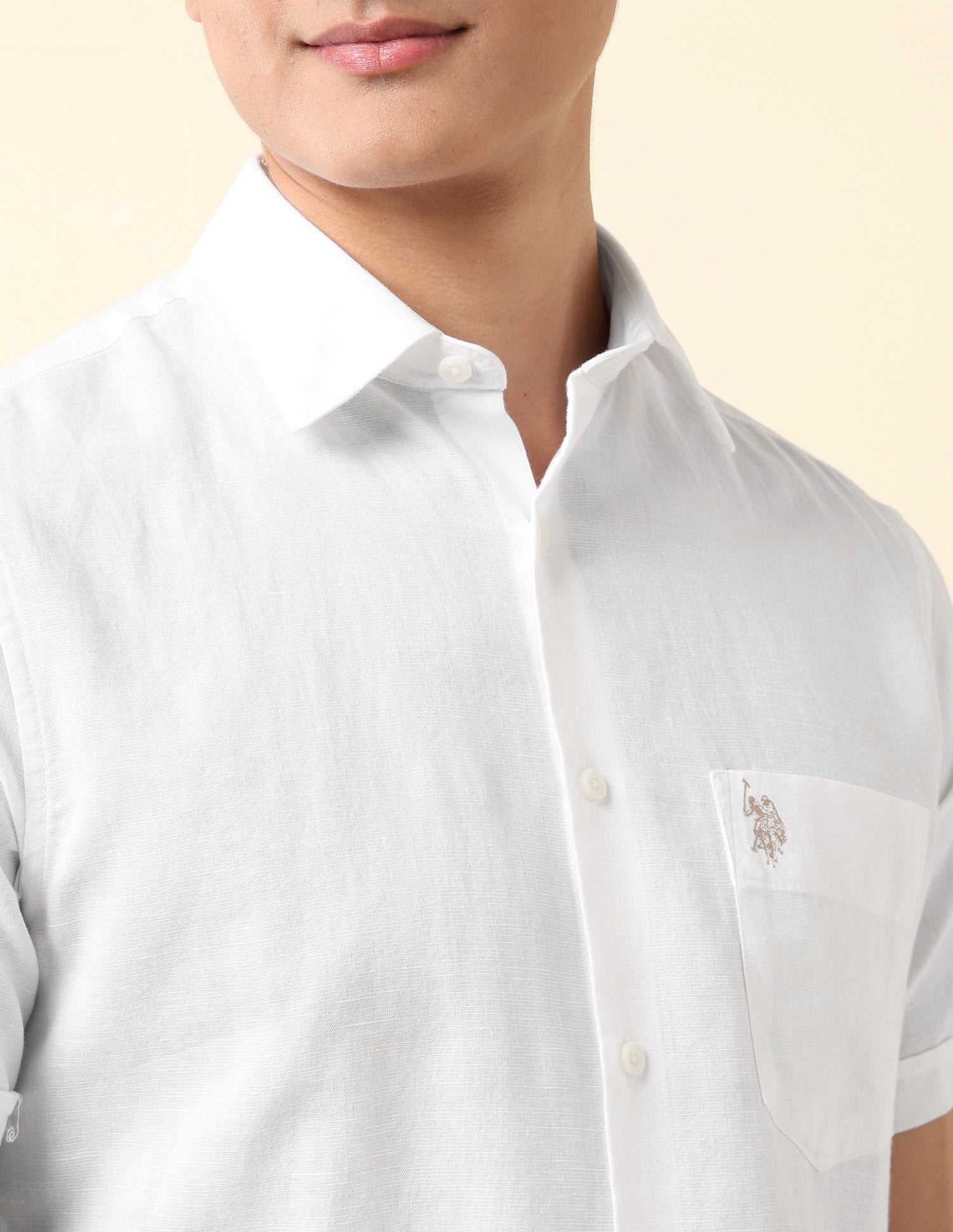 Tailored Fit Solid Shirt White - U.S. Polo Assn. India | Large