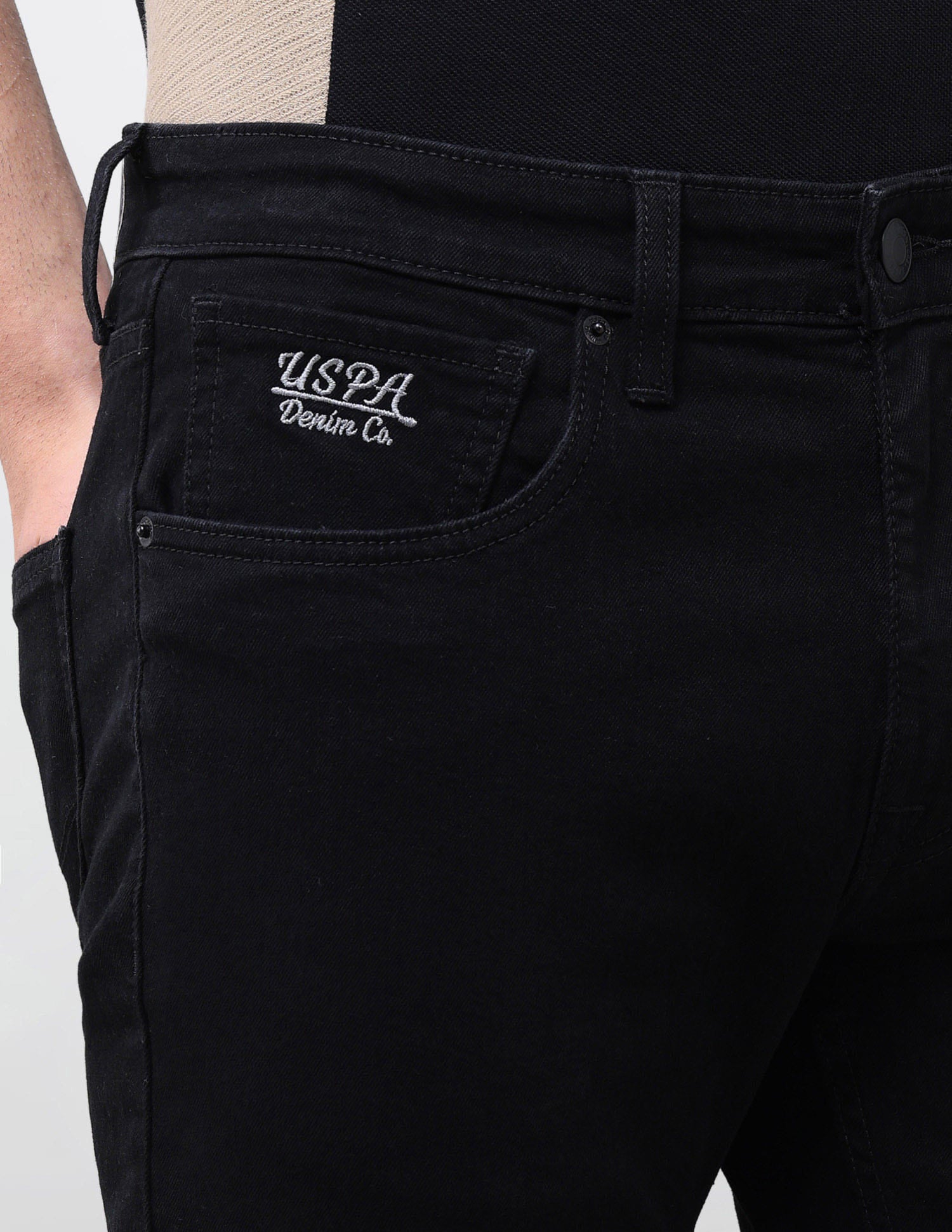 Solid Slim Straight Fit Jeans Black - U.S. Polo Assn. India | Large