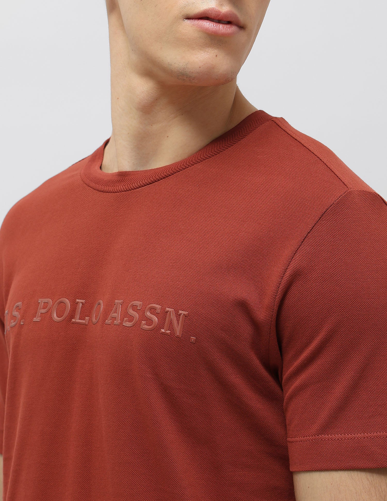 Brand Embossed Slim Fit T-Shirt Rust - U.S. POLO ASSN. | Large