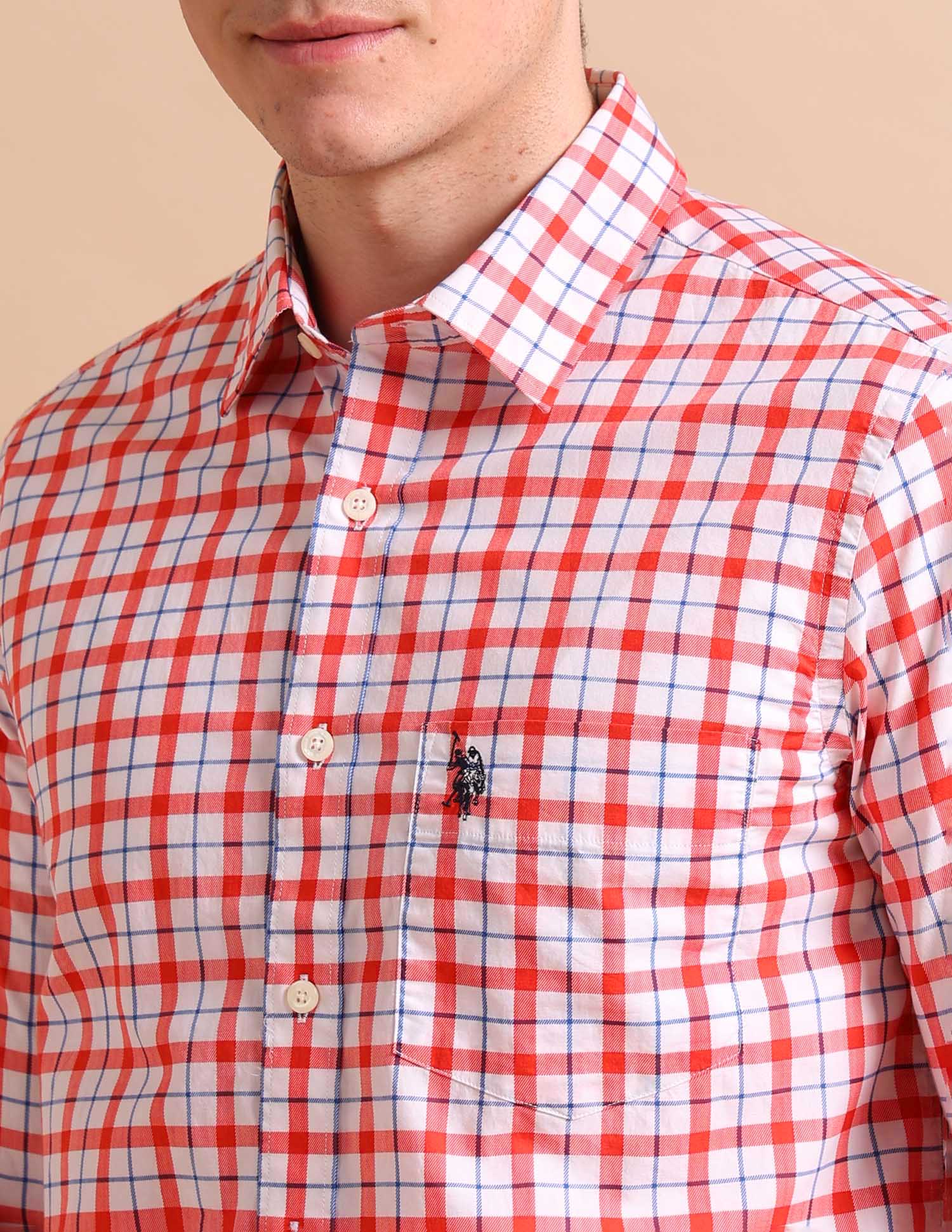 Twill Check Shirt Red - U.S. POLO ASSN. | Large
