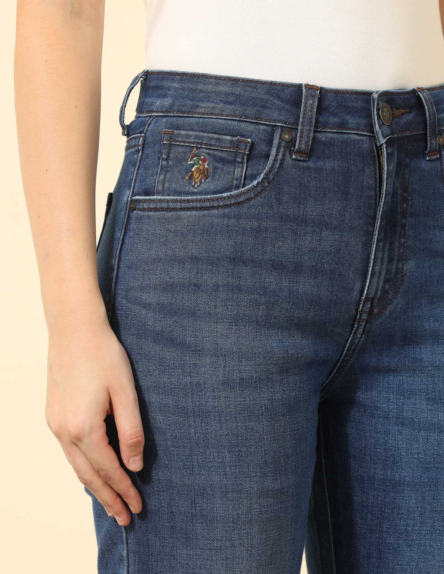 High Rise Straight Fit Jeans Dark Blue - U.S. Polo Assn. India | Large