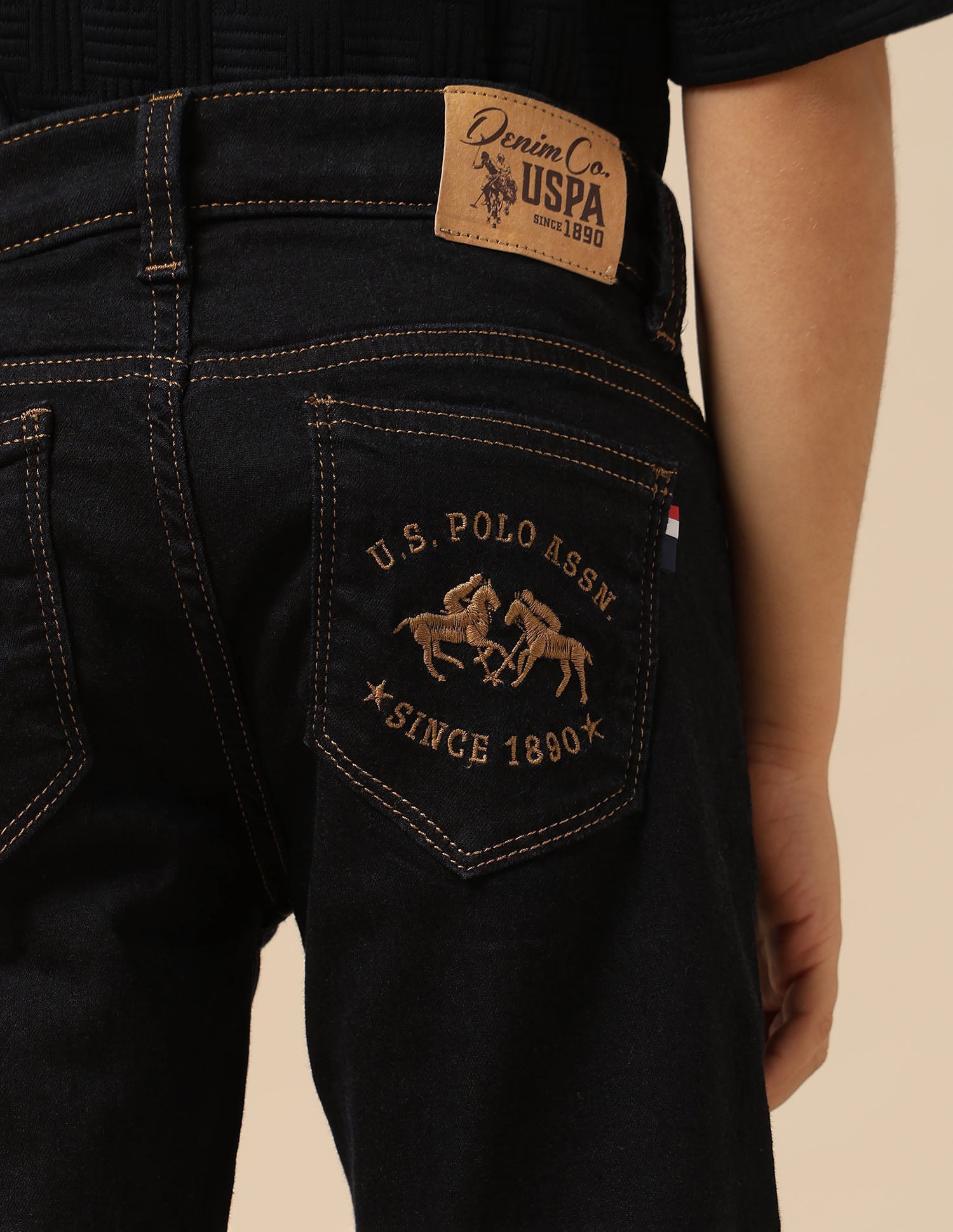 Boys Mid Rise Relaxed Fit Jeans Dark Wash - U.S. POLO ASSN. | Large