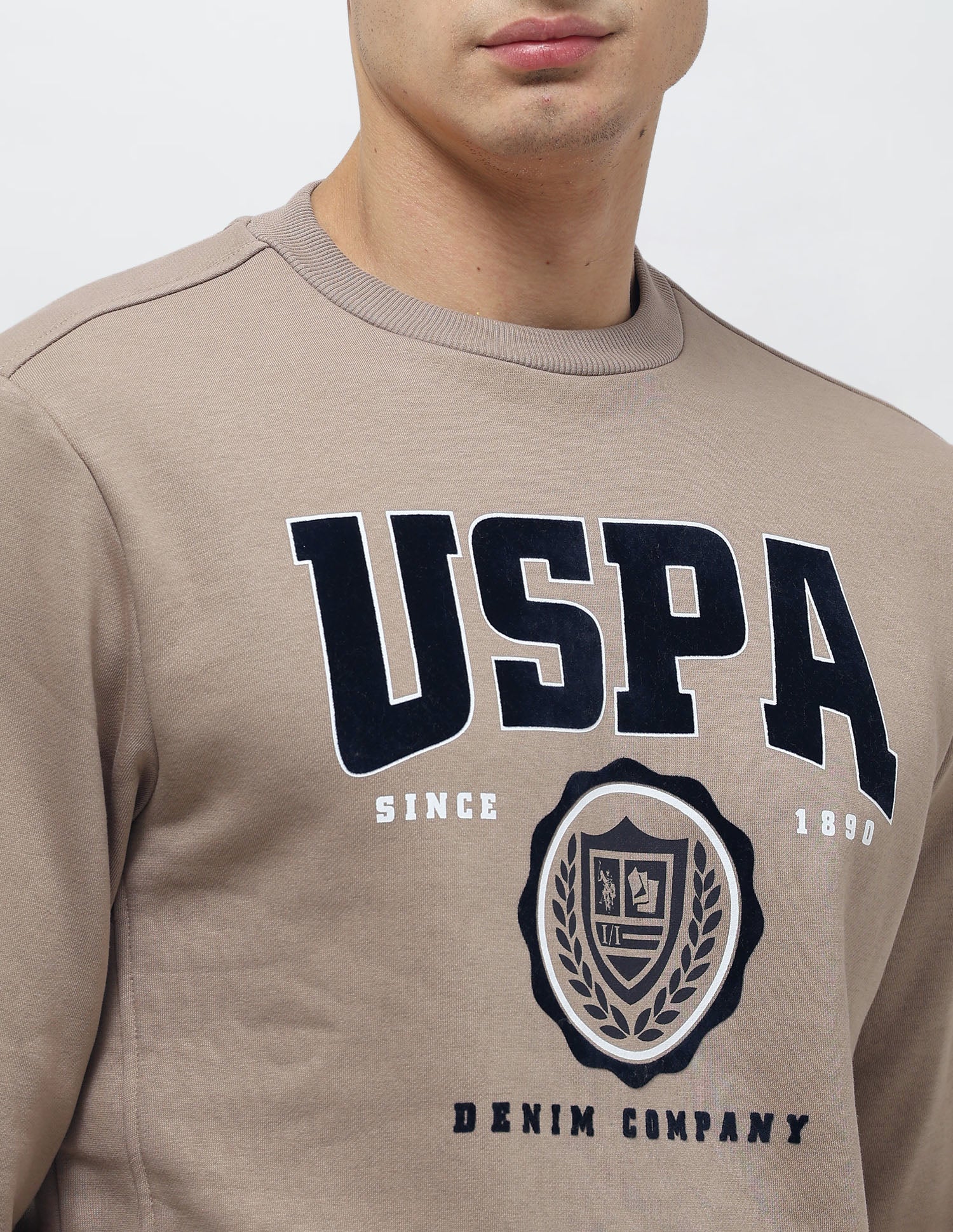 Brand Printed Regular Fit Sweatshirt Light Brown - U.S. POLO ASSN. | Large