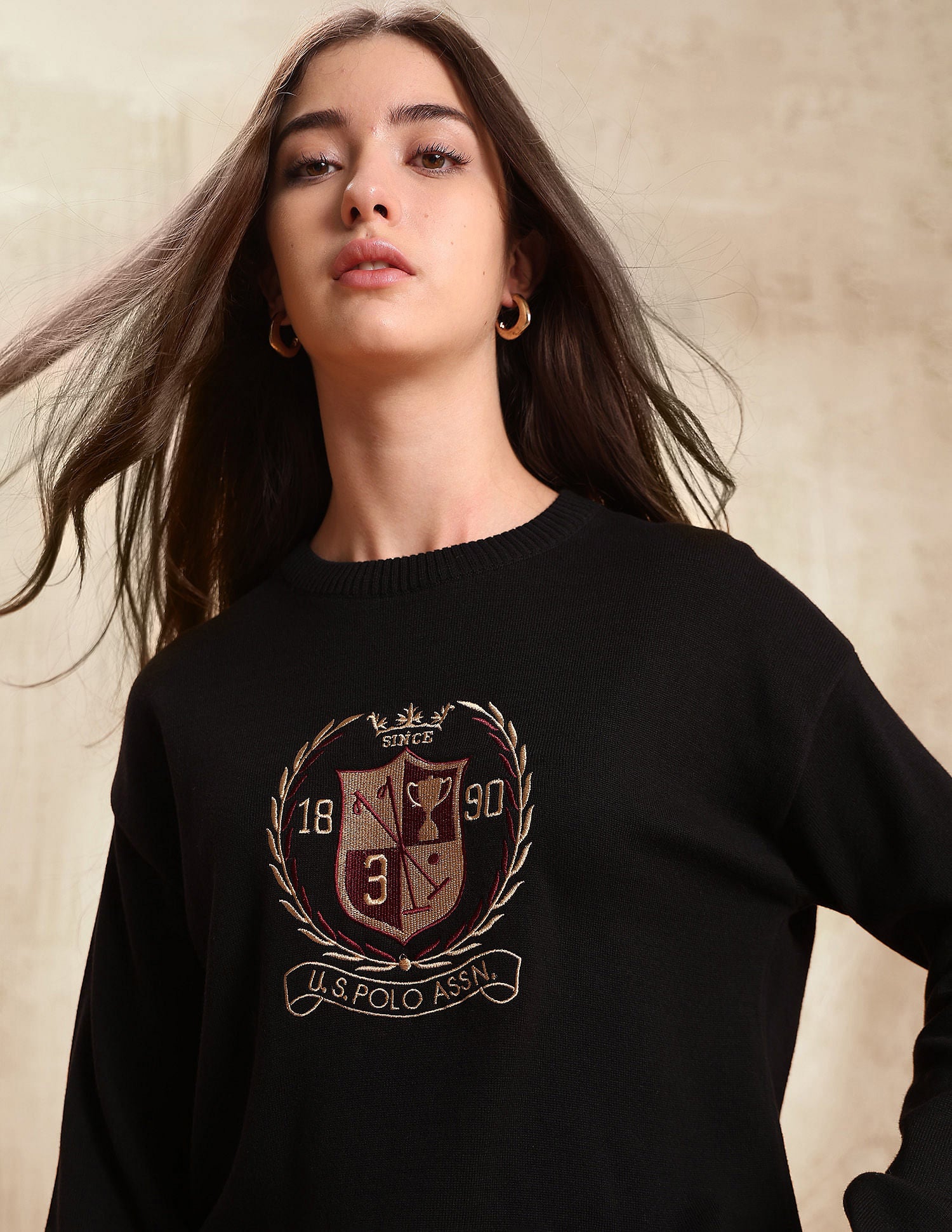 Drop Shoulder Relaxed Fit Sweater Black - U.S. POLO ASSN. | Large