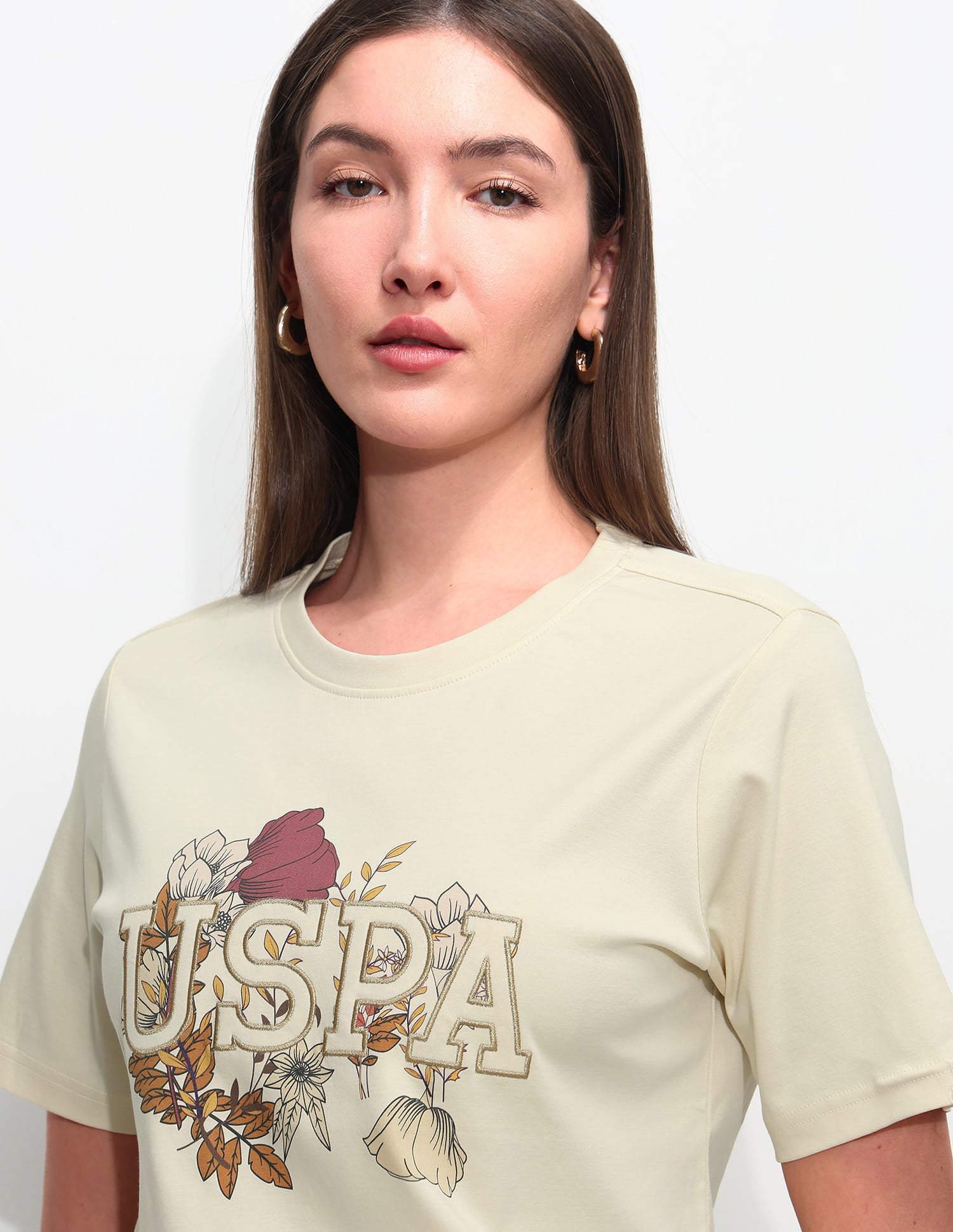 Boxy Fit Brand Printed T-Shirt Ecru - U.S. Polo Assn. India | Large