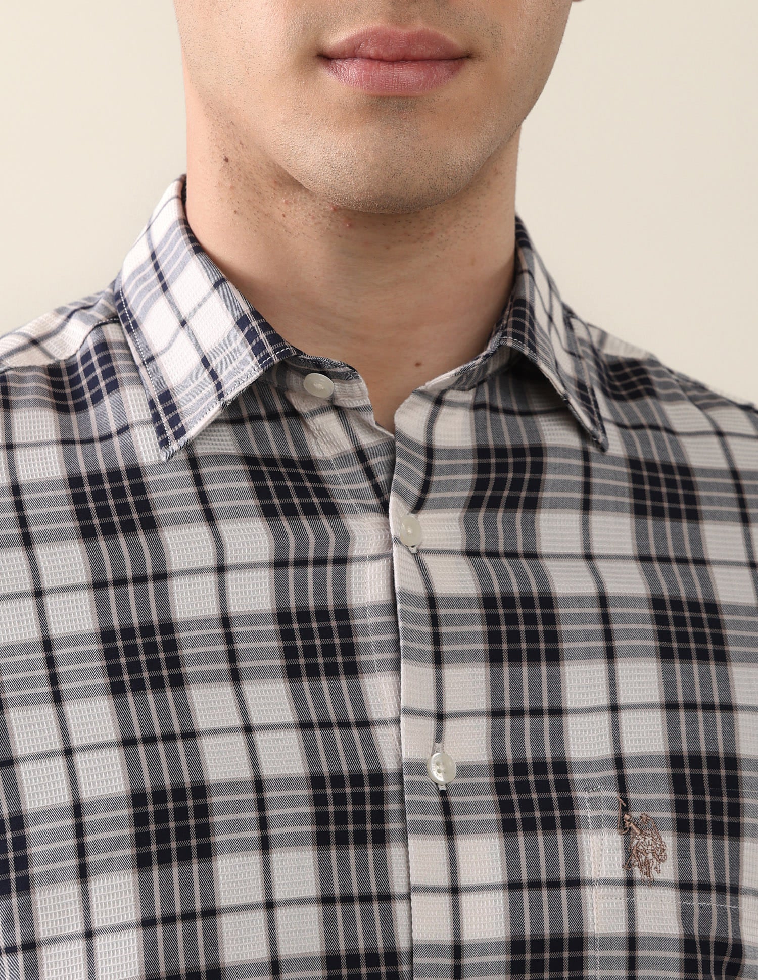 Twill Plaid Checked Shirt Blue - U.S. Polo Assn. India | Large