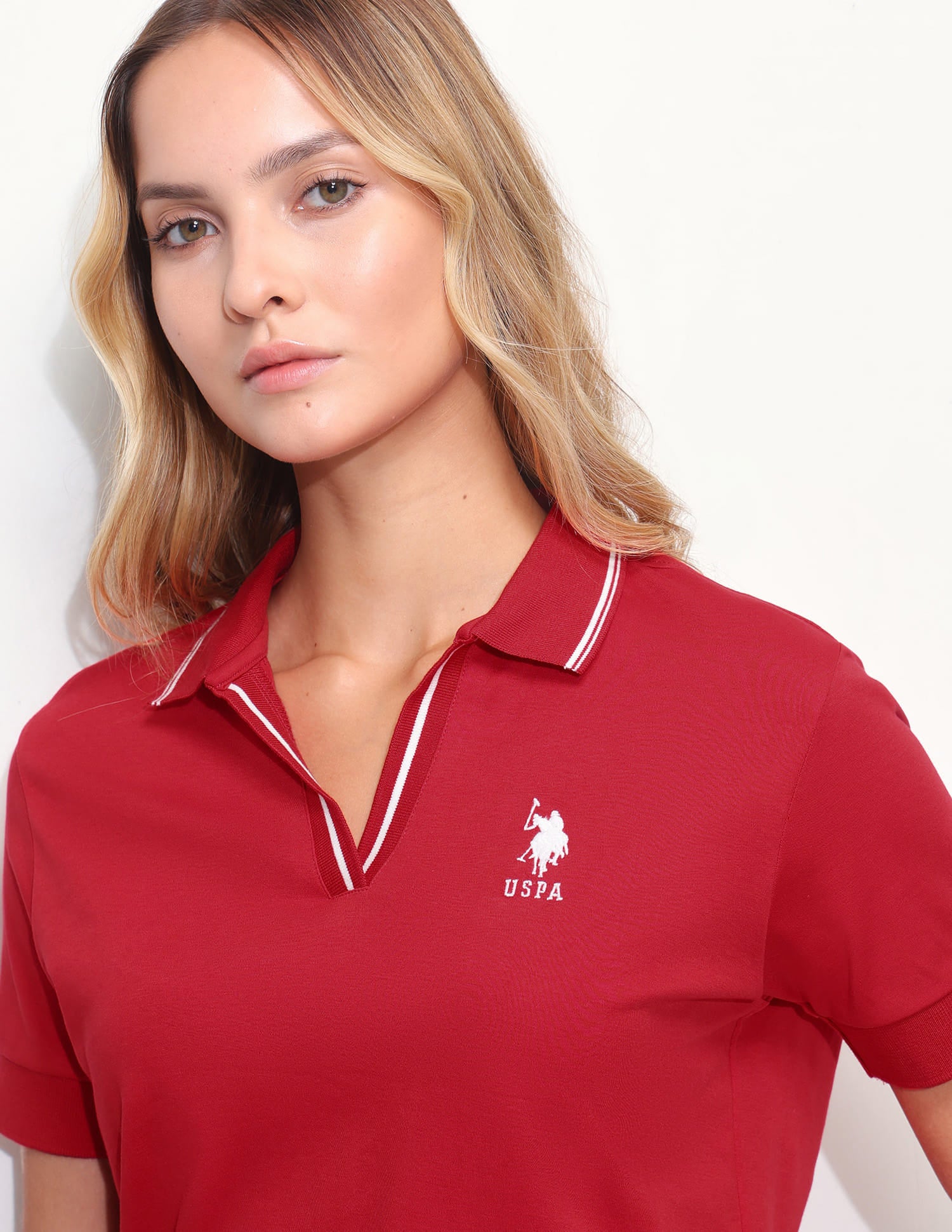 Solid Tipped Collar Regular Fit Polo Shirt Red - U.S. Polo Assn. India | Large