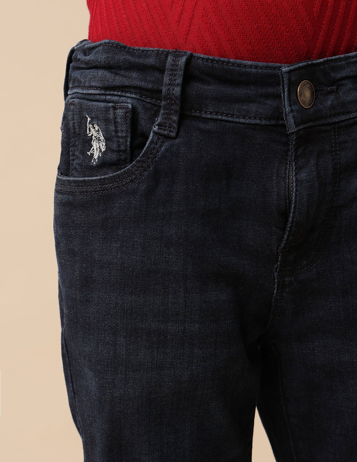 Boys Whiskered Slim Fit Jeans Dark Blue - U.S. POLO ASSN. | Large