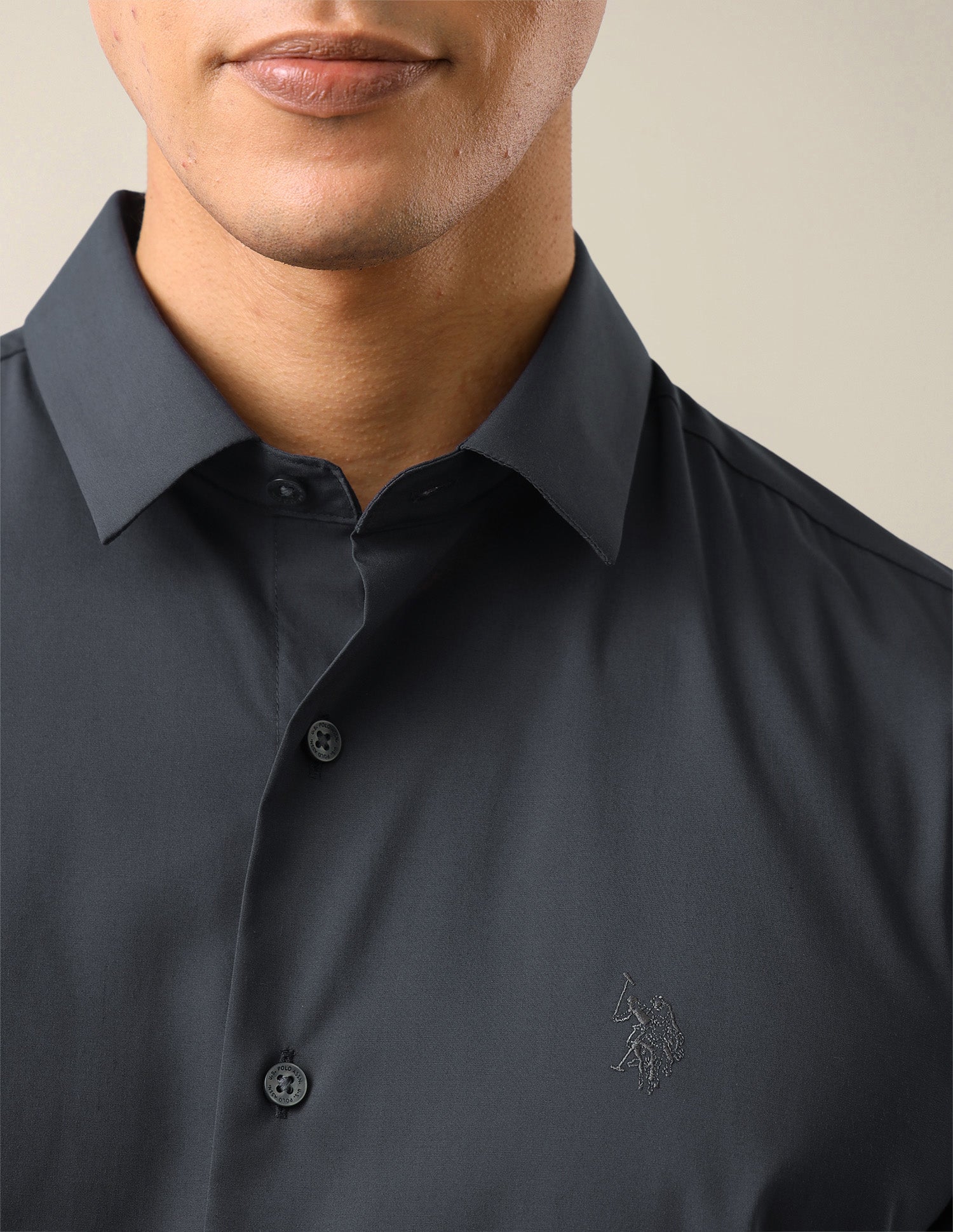 Solid Tailored Fit Shirt Dark Grey - U.S. Polo Assn. India | Large