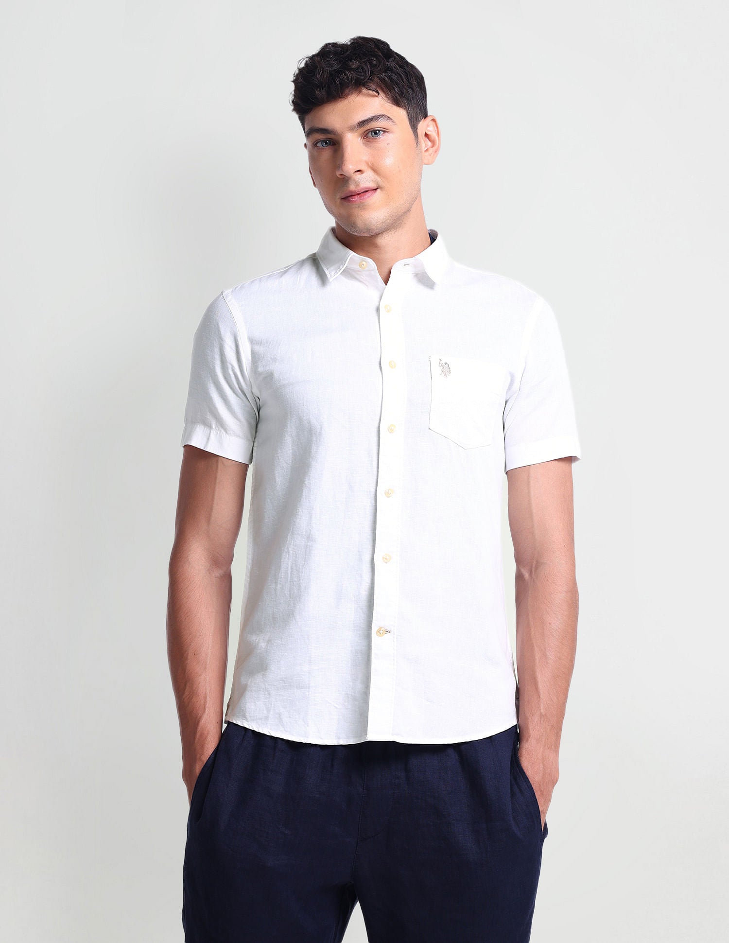 Slim Fit Short Sleeve Shirt White - U.S. Polo Assn. India | Large