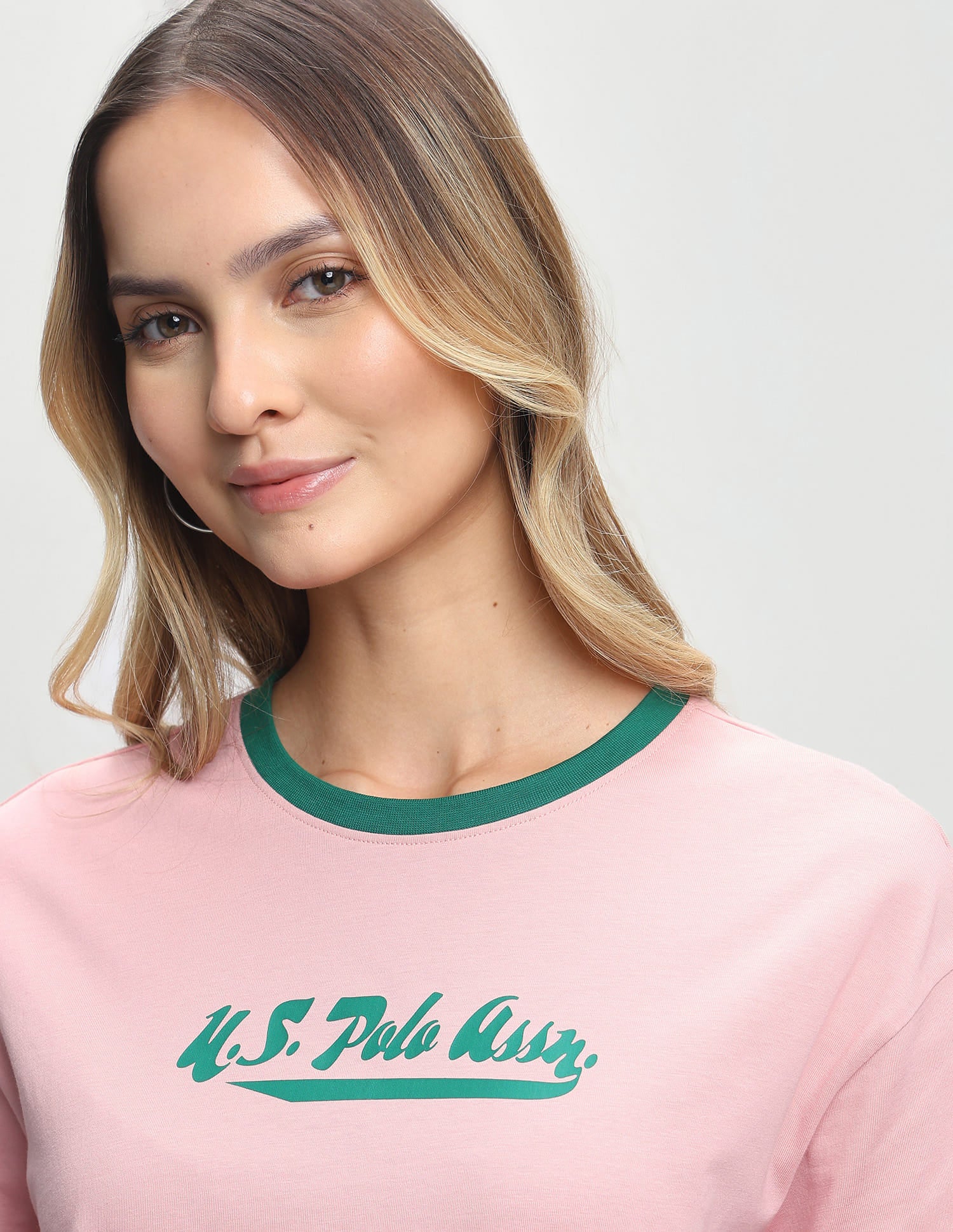Brand Printed Oversized Fit T-Shirt Light Pink - U.S. Polo Assn. India | Large
