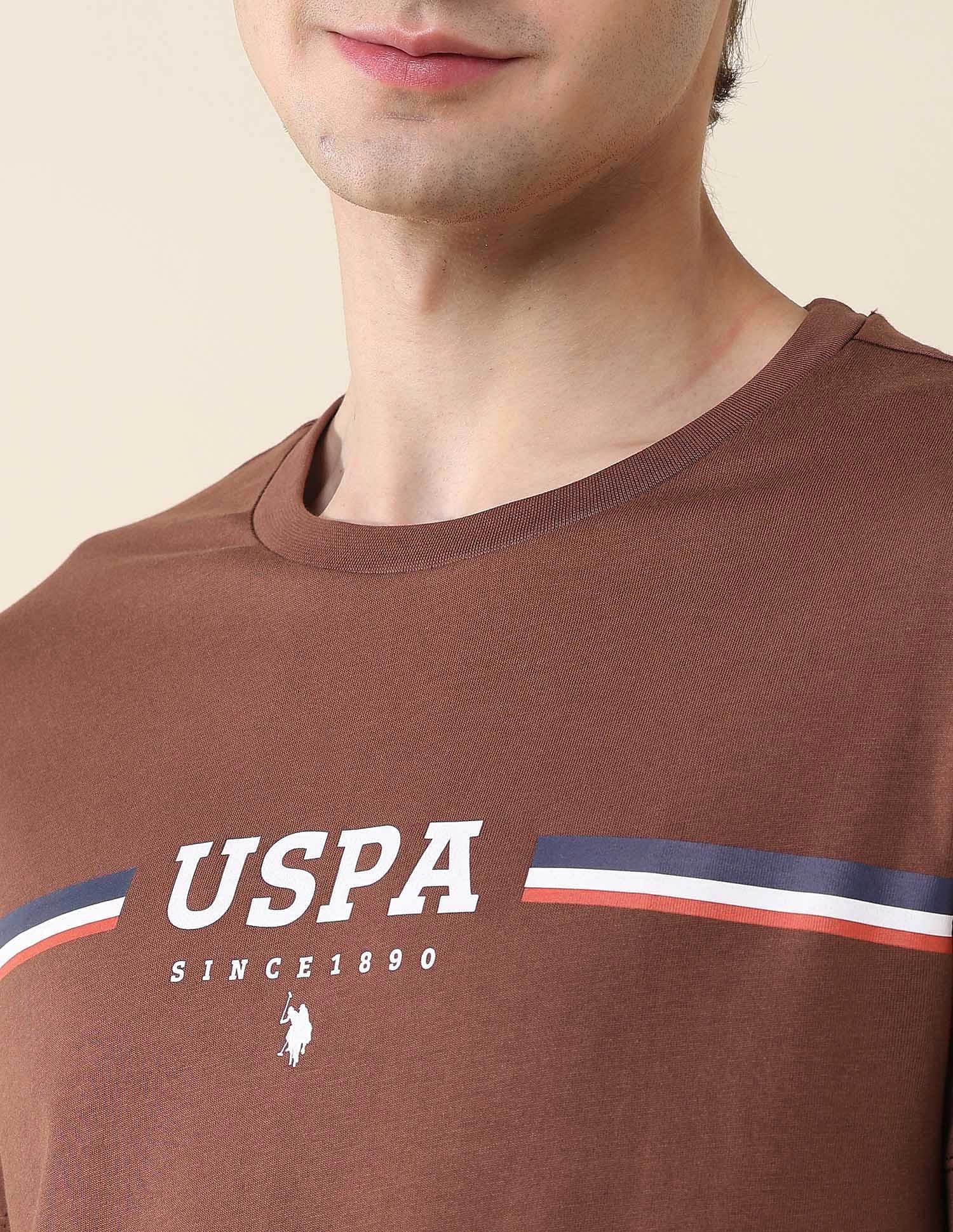 Pure Cotton Slim Fit T-Shirt Light Brown - U.S. Polo Assn. India | Large