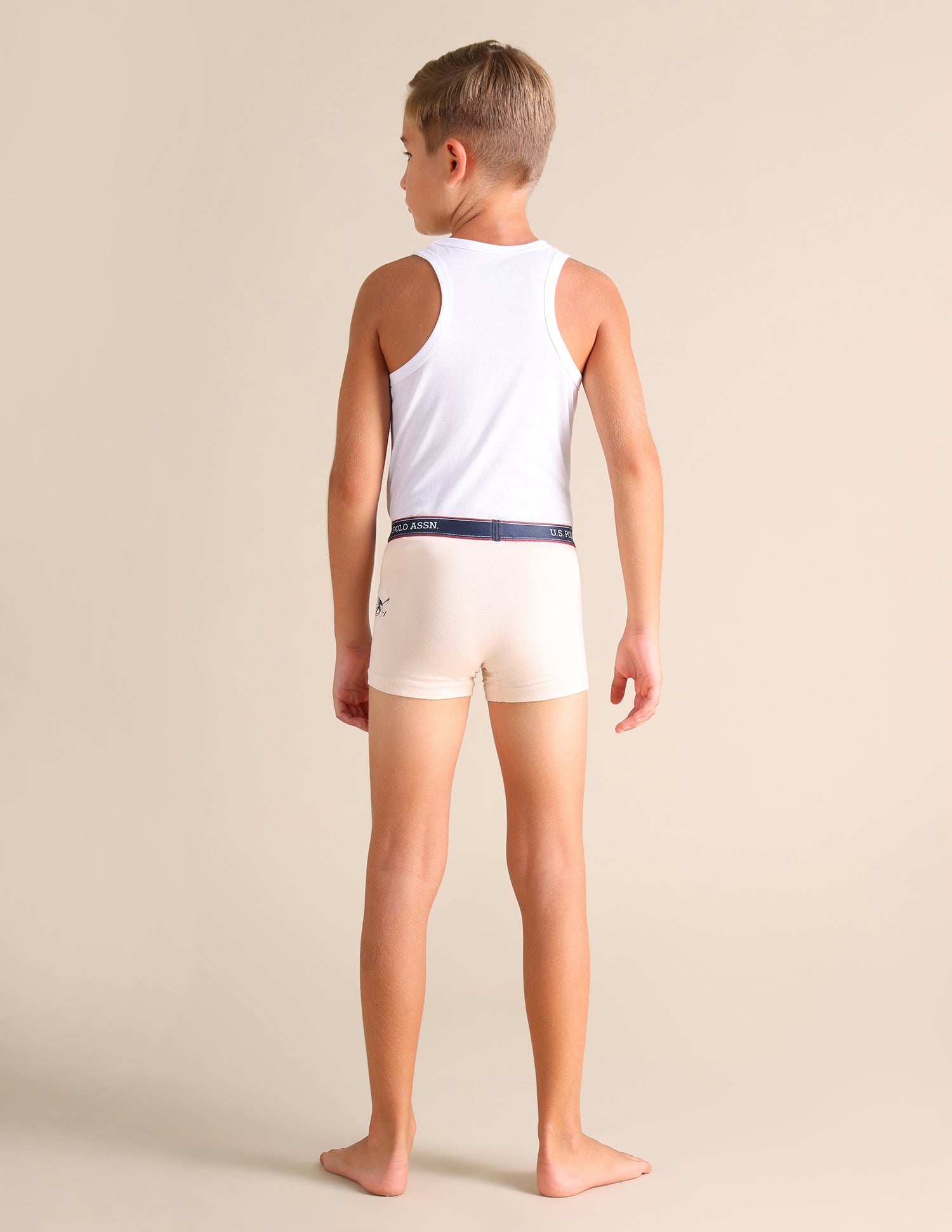 Solid Cotton Spandex EKT03 Trunks - Pack Of 2 Lime Green and Beige - U.S. POLO ASSN. | Large