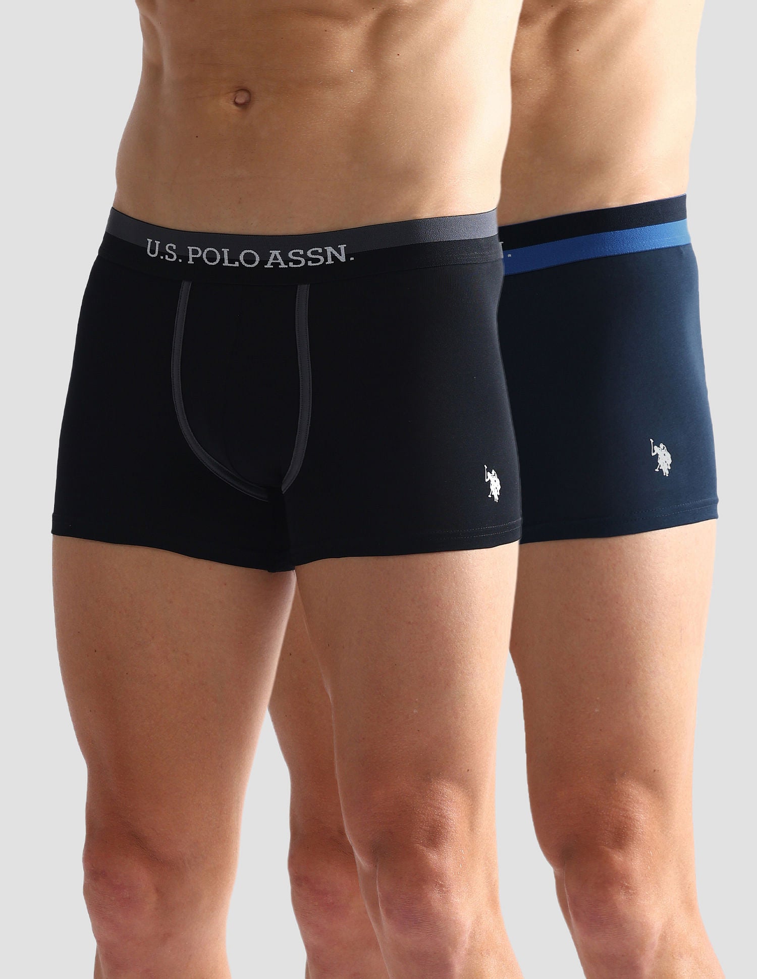 Dual Tone Cotton Stretch OET07 Trunks - Pack Of 2 Navy and Black - U.S. POLO ASSN. | Large