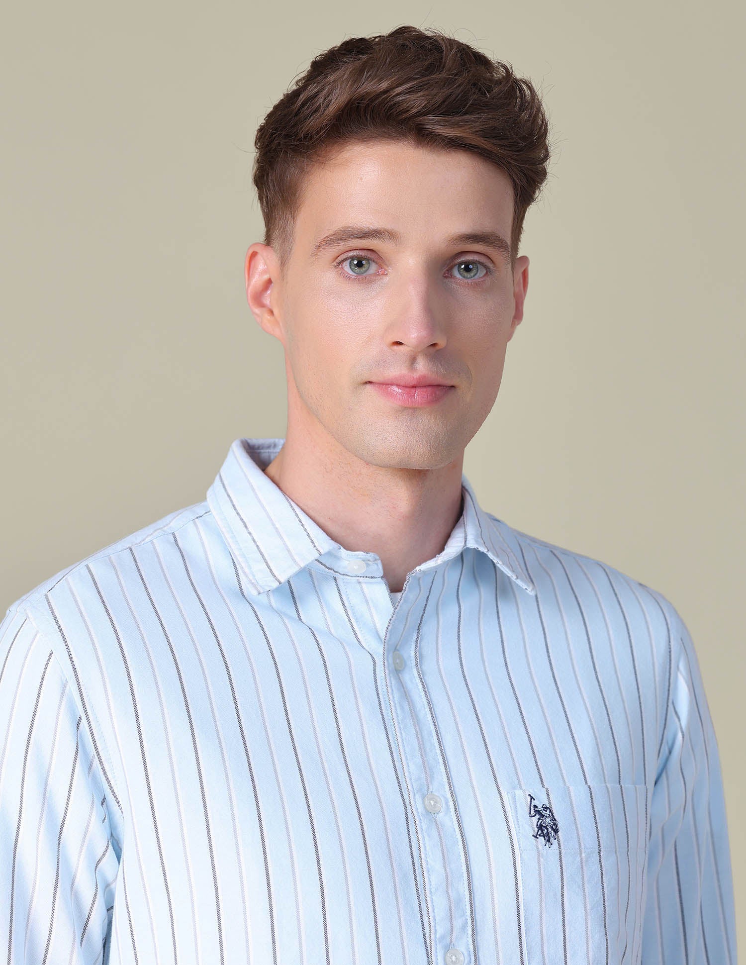 Vertical Striped Tailored Fit Shirt Light Blue - U.S. POLO ASSN. | Large