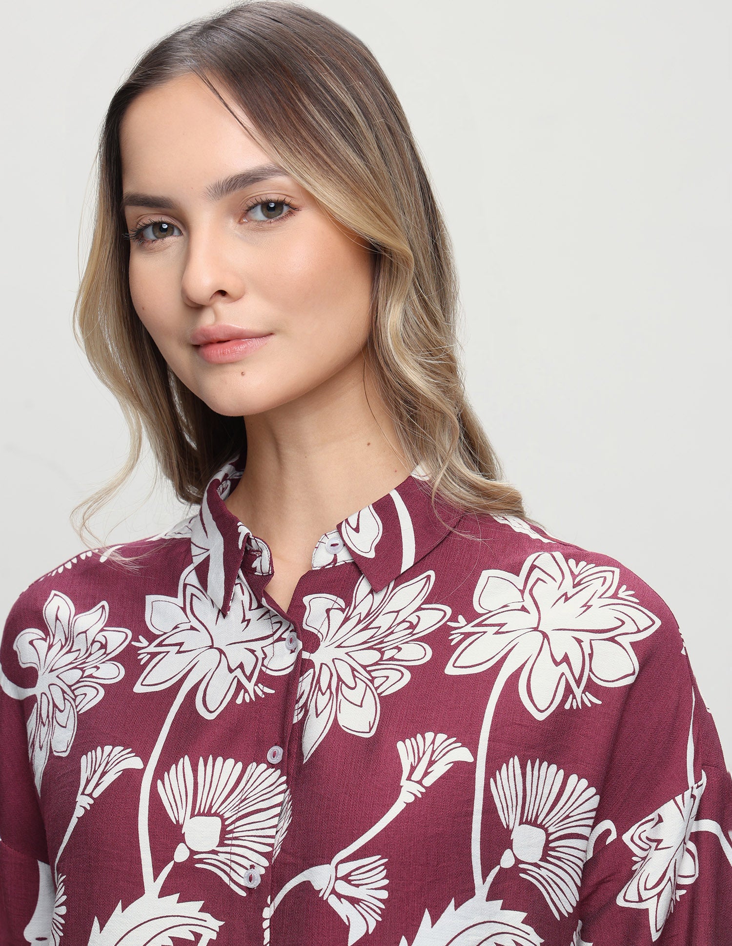 Floral Printed Boyfriend Fit Shirt Red - U.S. Polo Assn. India | Large