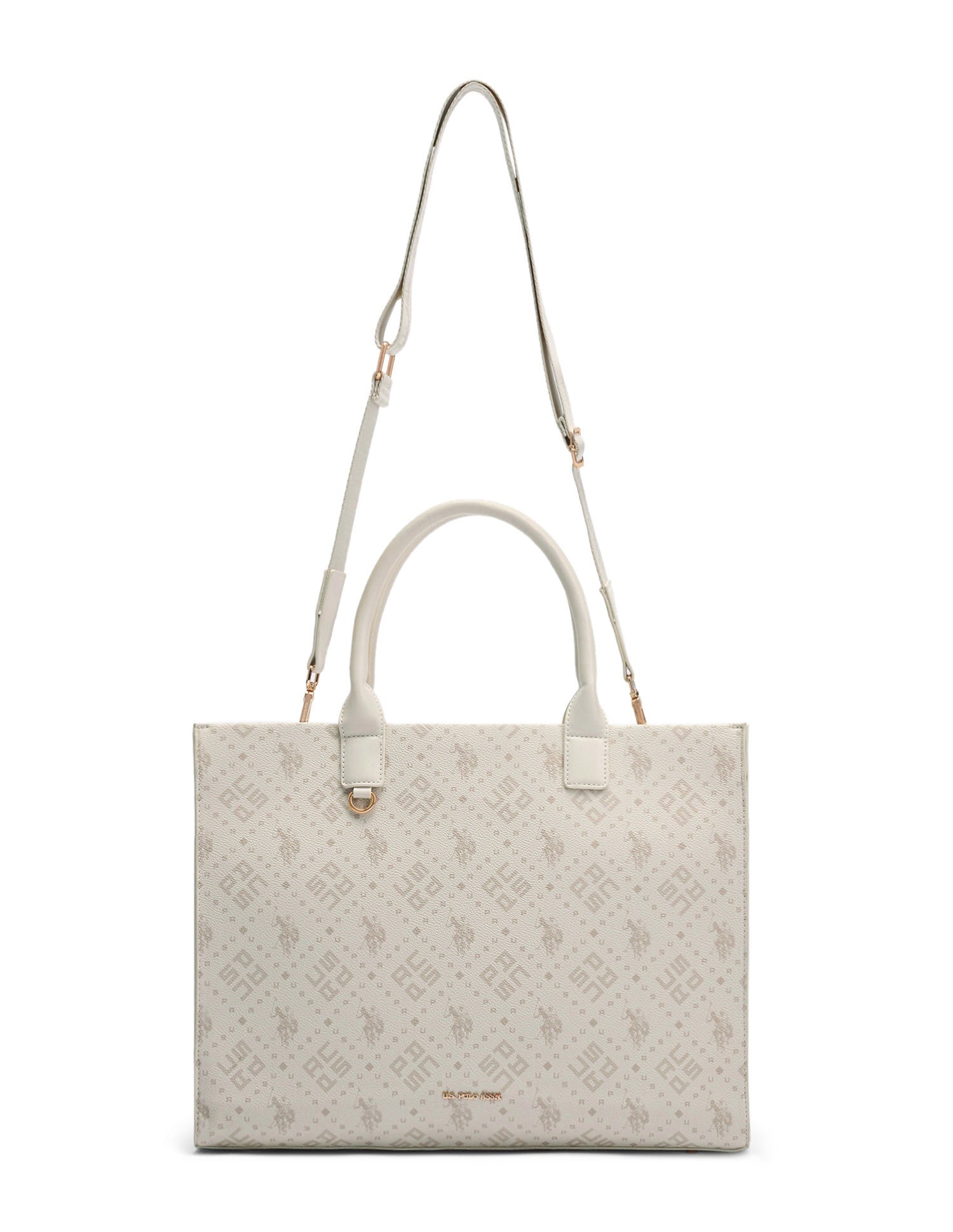 Carmella Brand Printed Tote Bag Off White - U.S. Polo Assn. India | Large