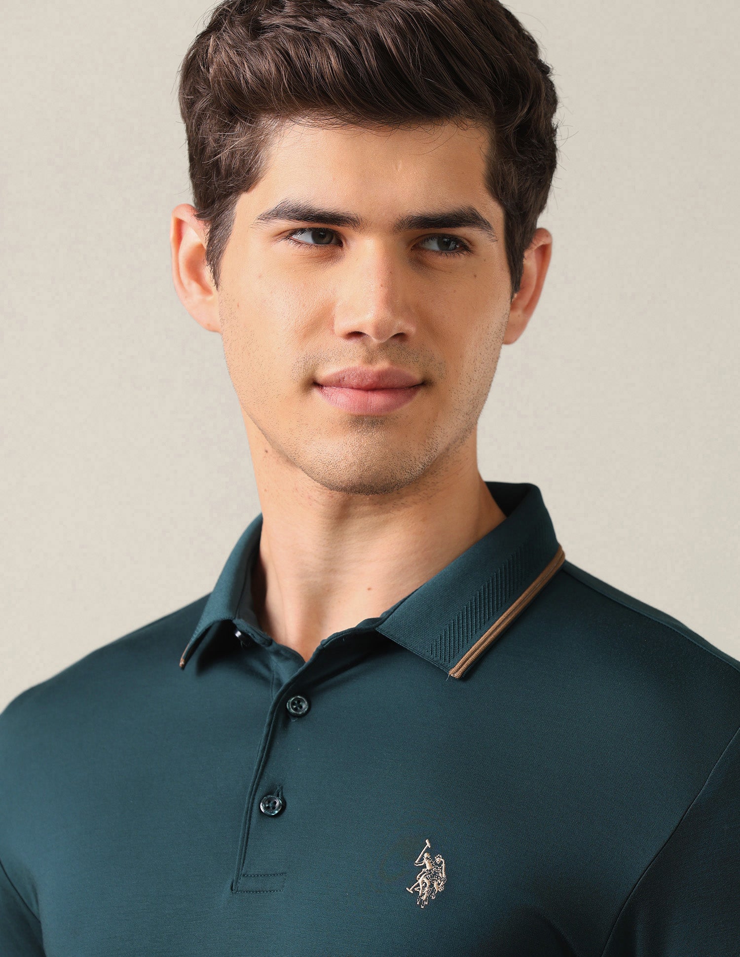 Solid Slim Fit Polo Shirt Dark Green - U.S. Polo Assn. India | Large