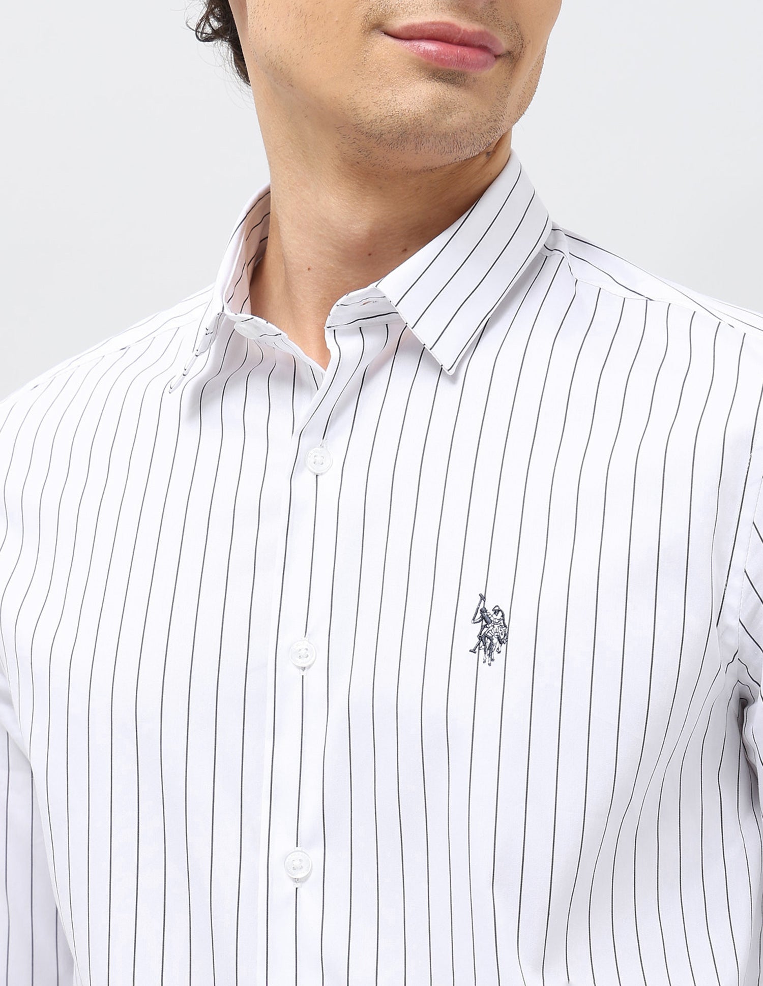 Vertical Striped Tailored Fit Shirt White - U.S. POLO ASSN. | Large