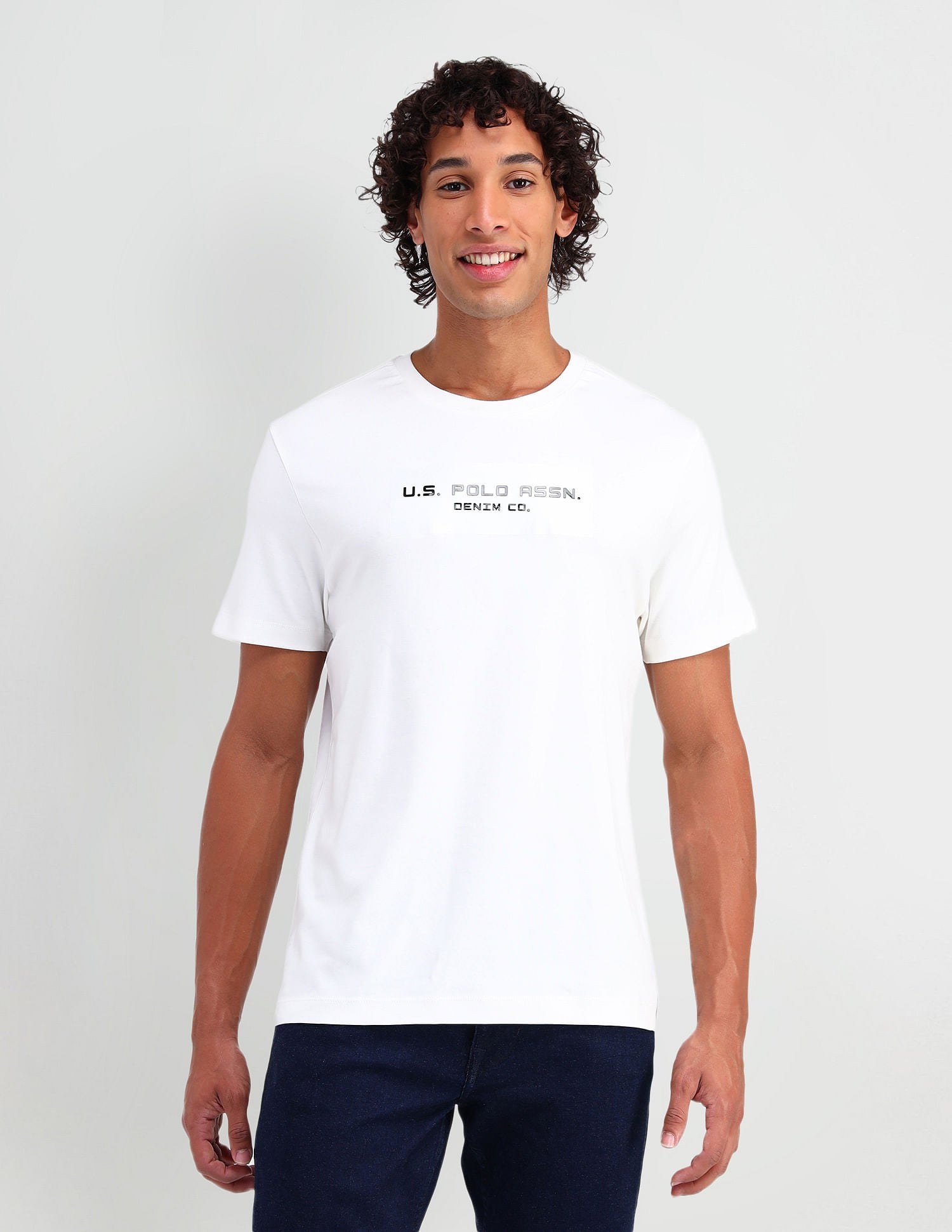 Muscle Fit Brand Print T-Shirt Ivory - U.S. Polo Assn. India | Large